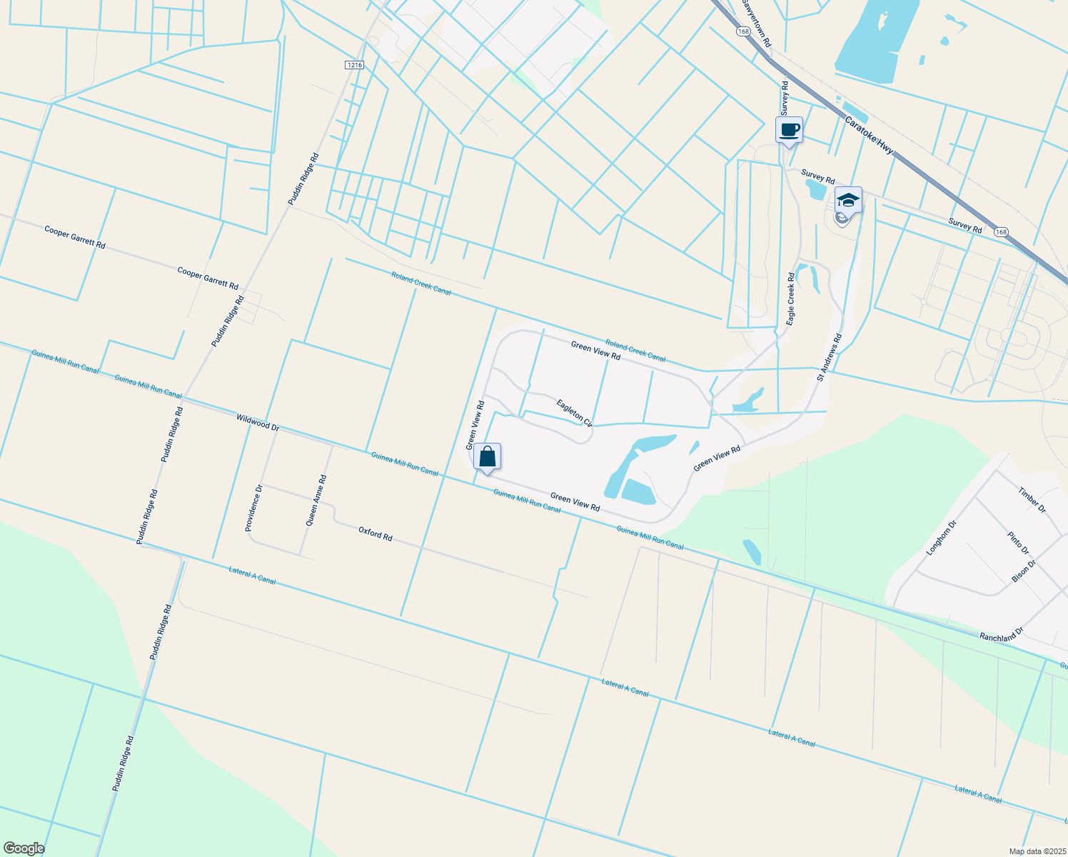 map of restaurants, bars, coffee shops, grocery stores, and more near 169 Eagleton Circle in Moyock