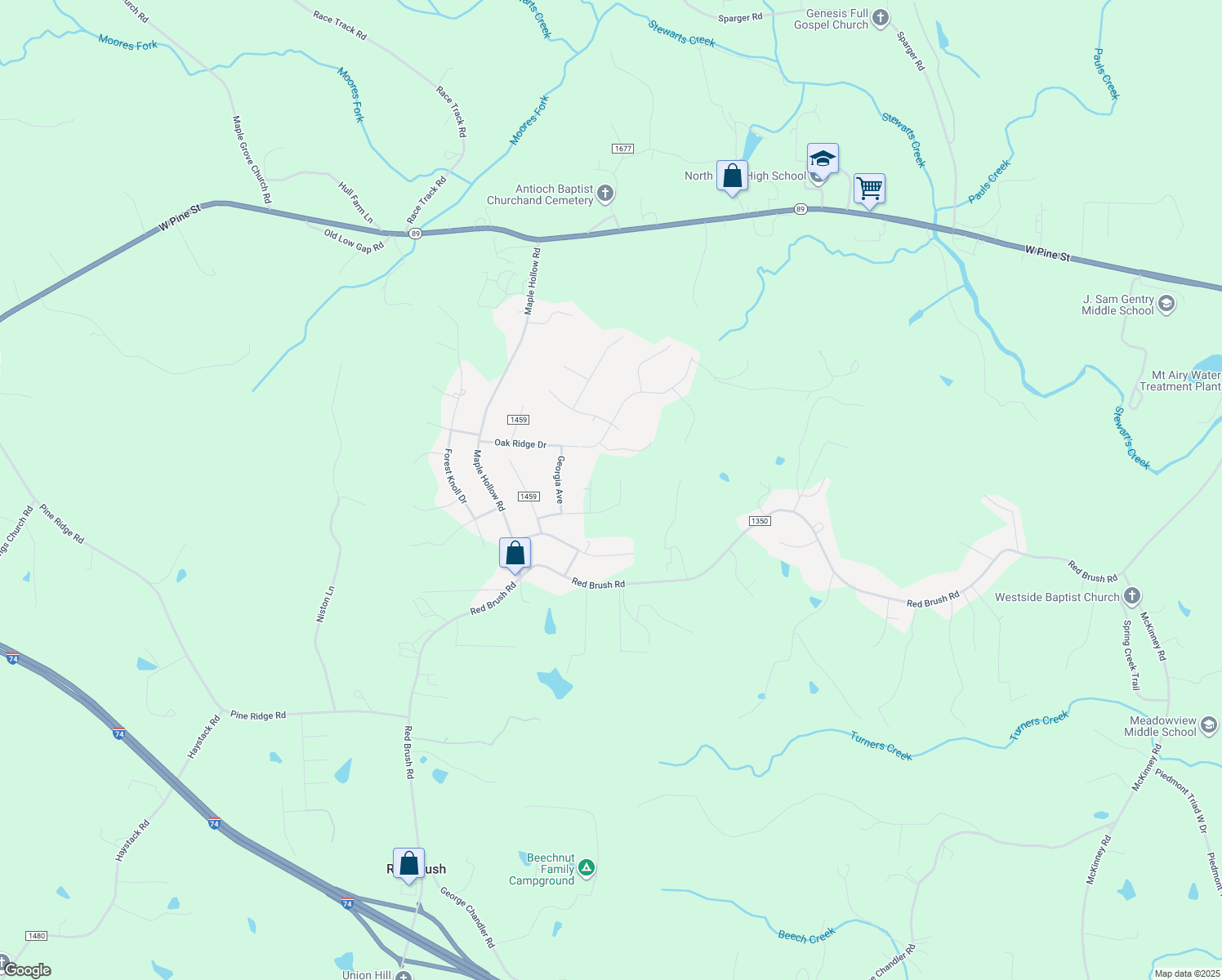 map of restaurants, bars, coffee shops, grocery stores, and more near 245 Delaware Avenue in Mount Airy