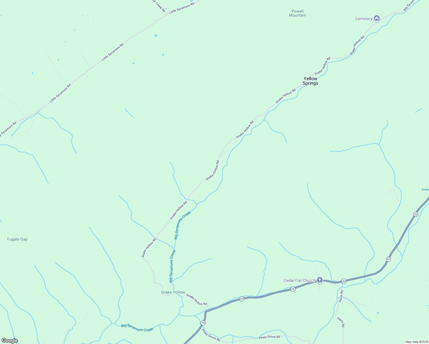map of restaurants, bars, coffee shops, grocery stores, and more near Snake Hollow Road in Tazewell