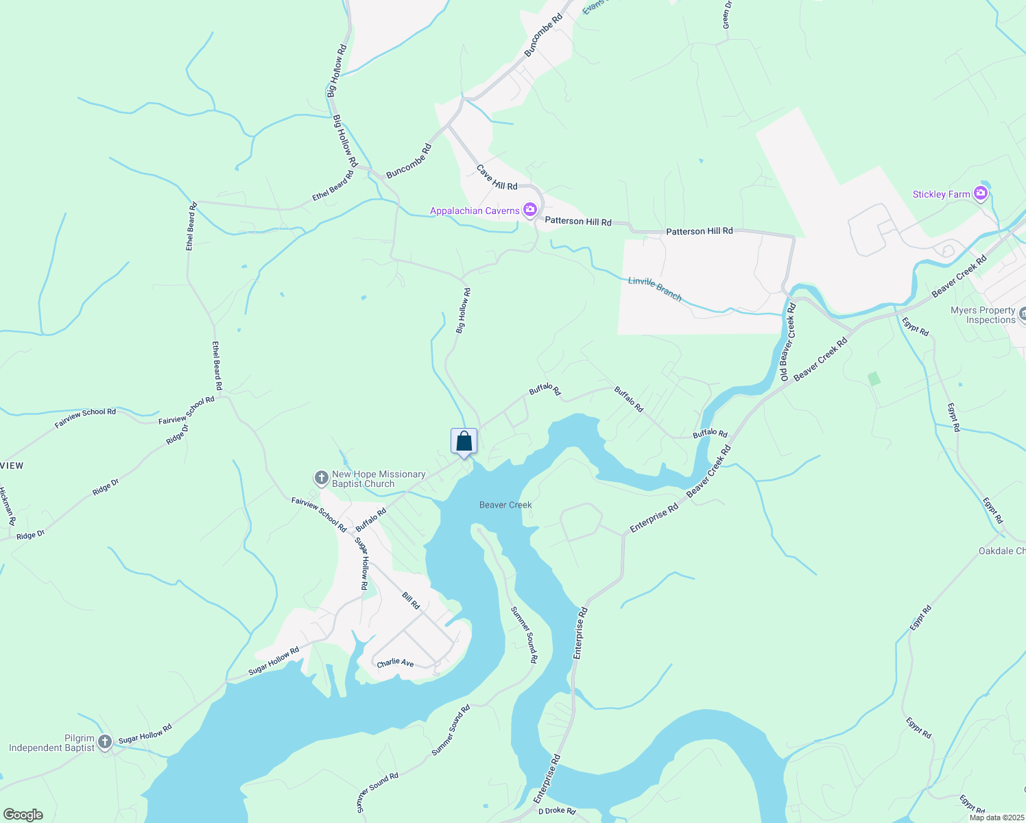 map of restaurants, bars, coffee shops, grocery stores, and more near 545 Buffalo Road in Bluff City