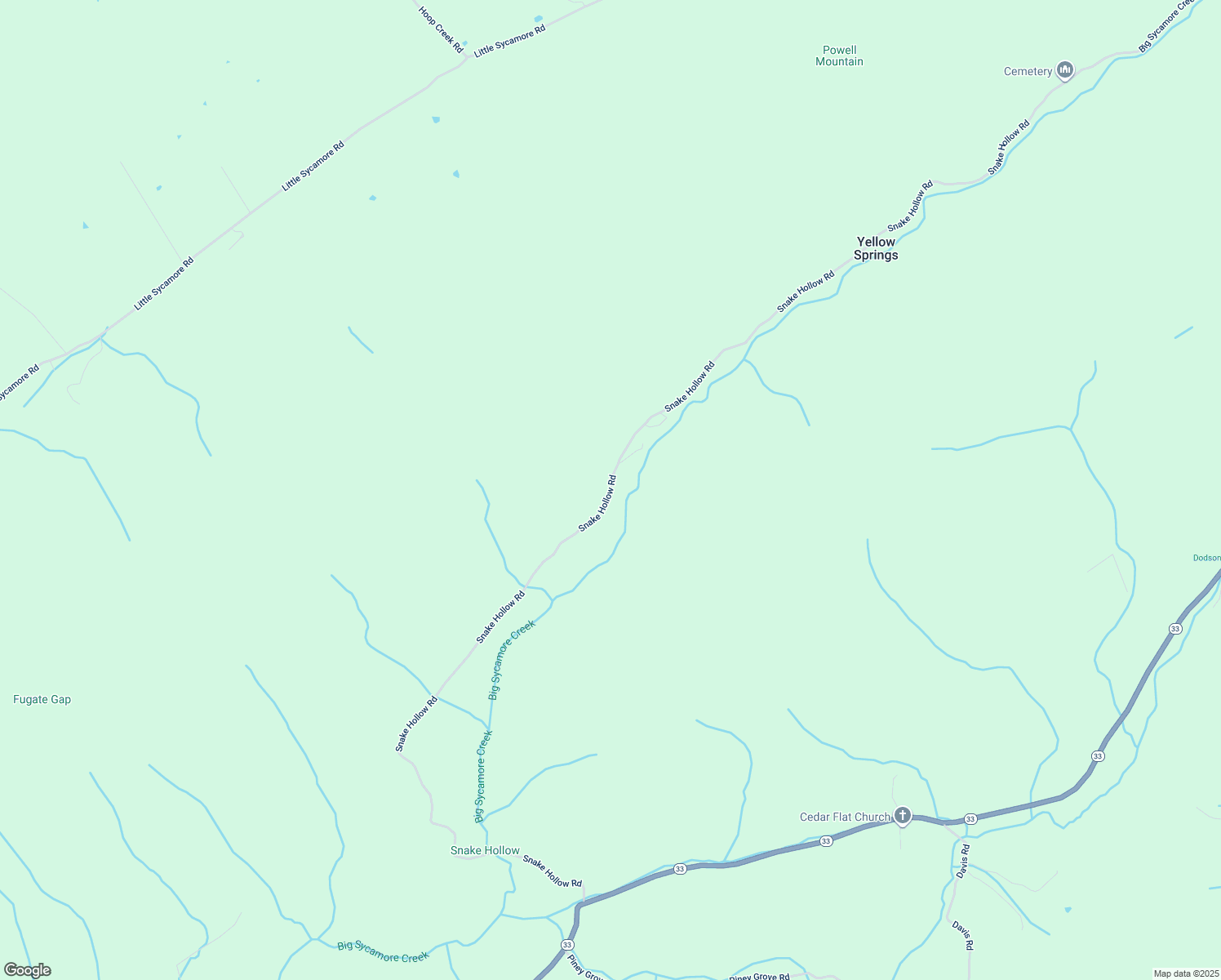 map of restaurants, bars, coffee shops, grocery stores, and more near Snake Hollow Road in Sneedville