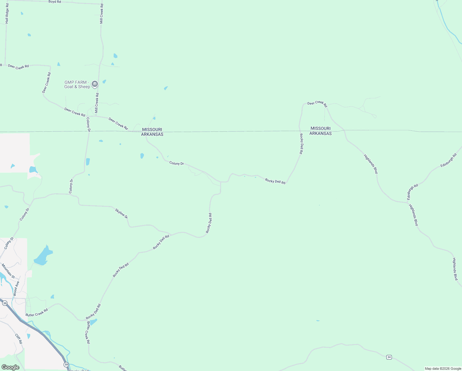 map of restaurants, bars, coffee shops, grocery stores, and more near 17871 Rocky Dell Road in Sulphur Springs