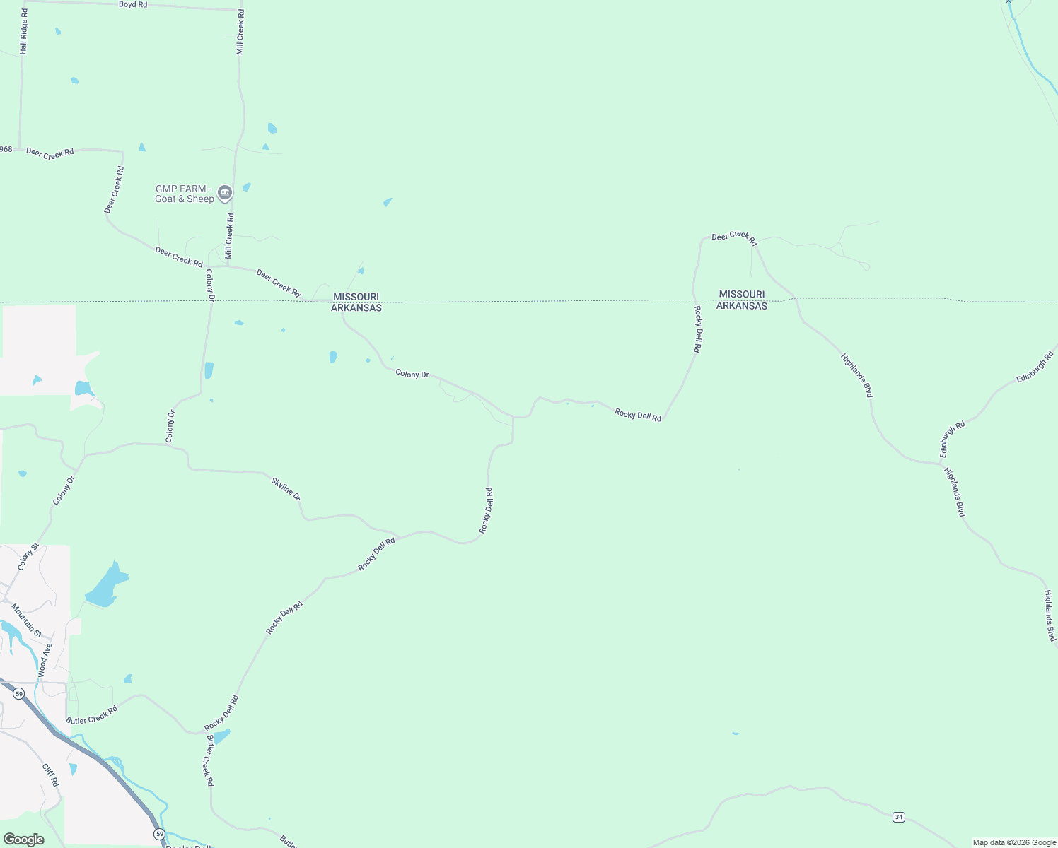 map of restaurants, bars, coffee shops, grocery stores, and more near 17871 Rocky Dell Road in Sulphur Springs