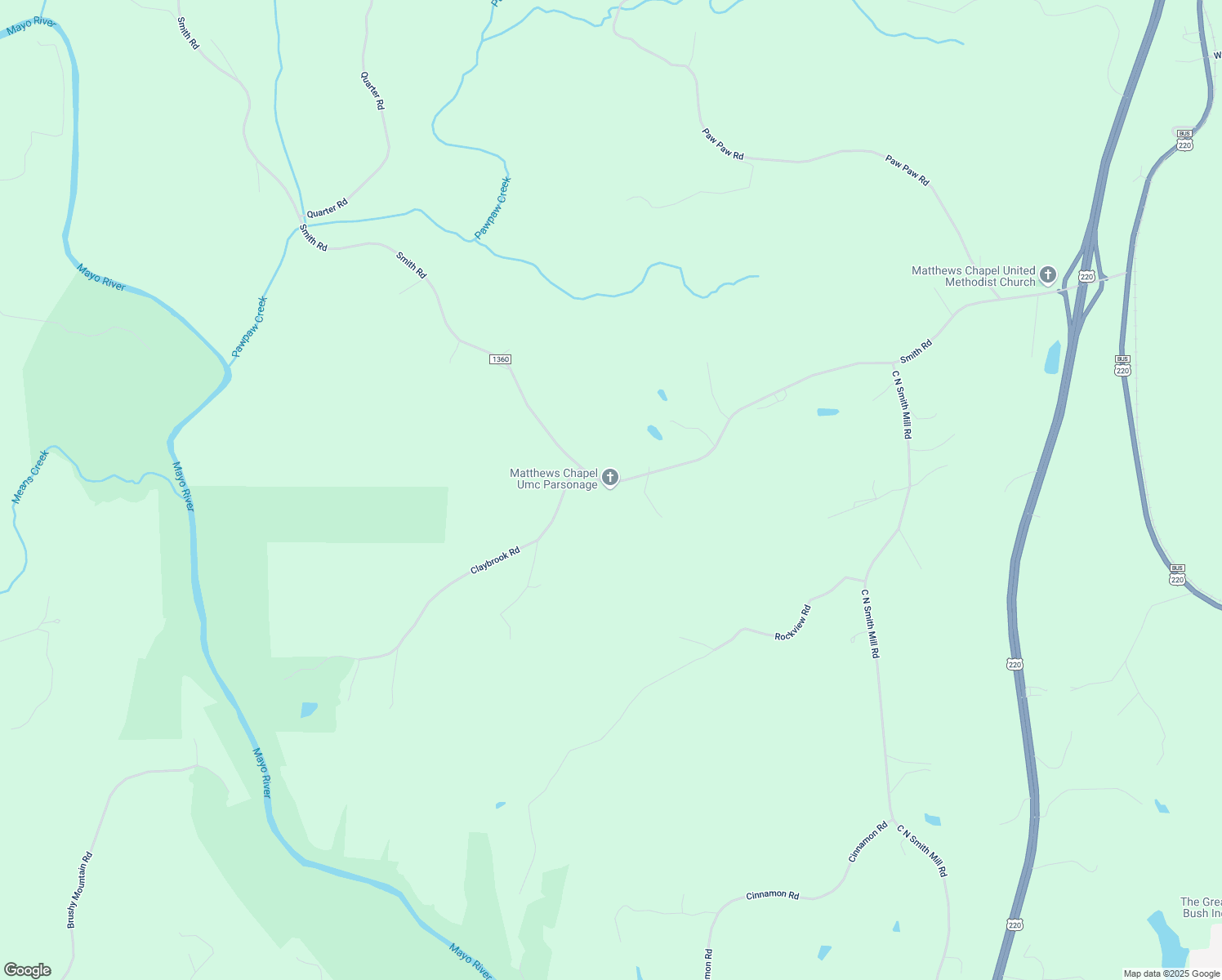 map of restaurants, bars, coffee shops, grocery stores, and more near 996 Smith Road in Stoneville