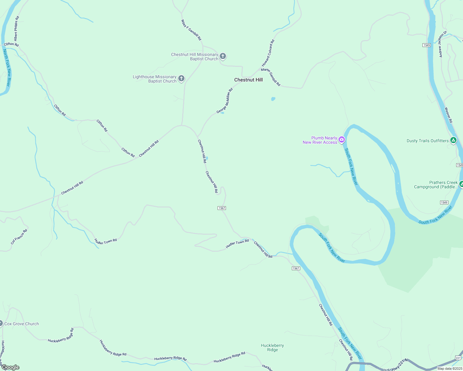 map of restaurants, bars, coffee shops, grocery stores, and more near 3063 Chestnut Hill Road in Crumpler