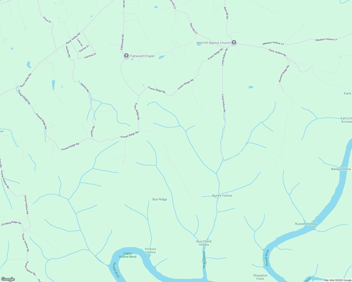 map of restaurants, bars, coffee shops, grocery stores, and more near 1081 Powell Ridge Road in Speedwell