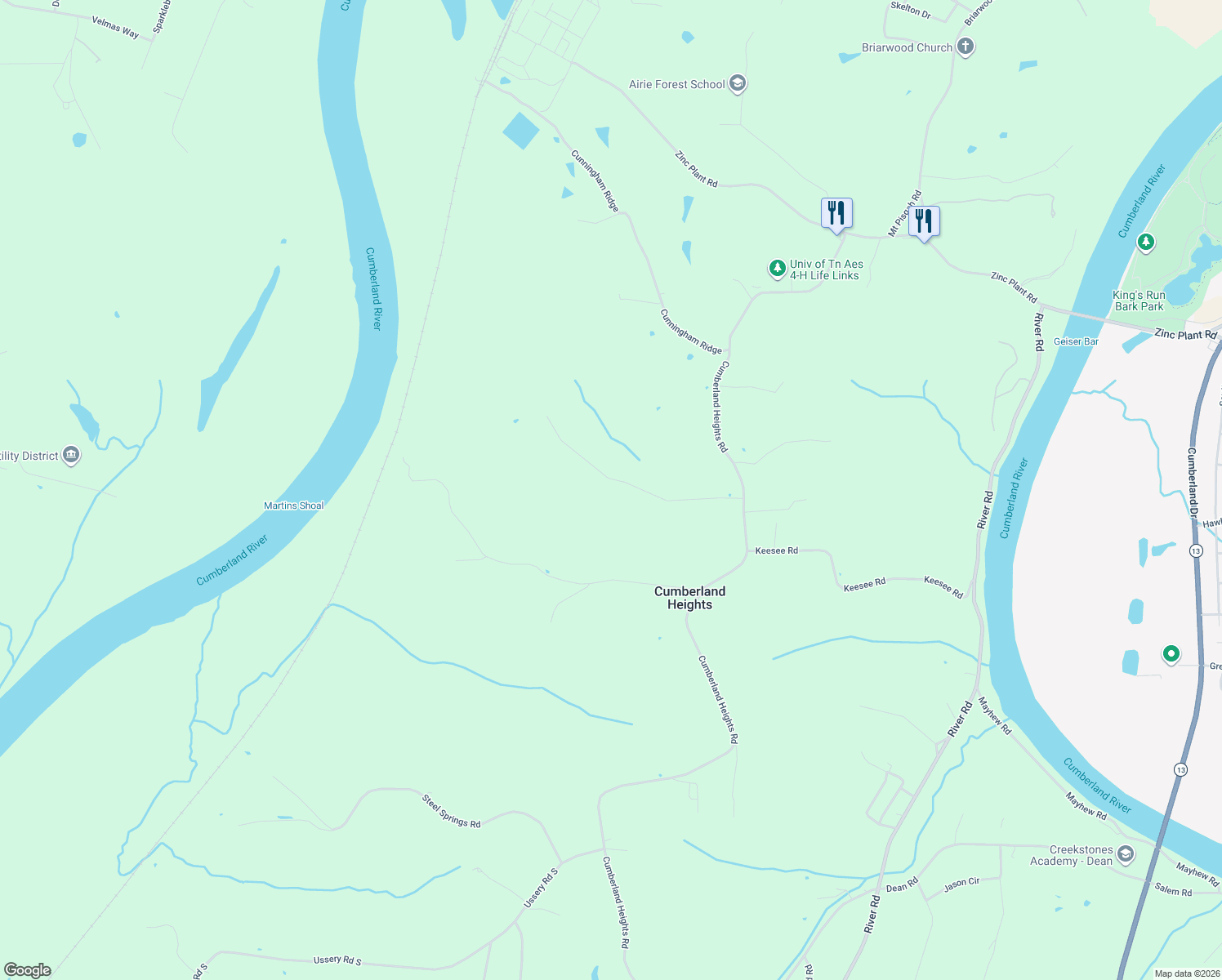 map of restaurants, bars, coffee shops, grocery stores, and more near 1850 Hogue Road in Clarksville