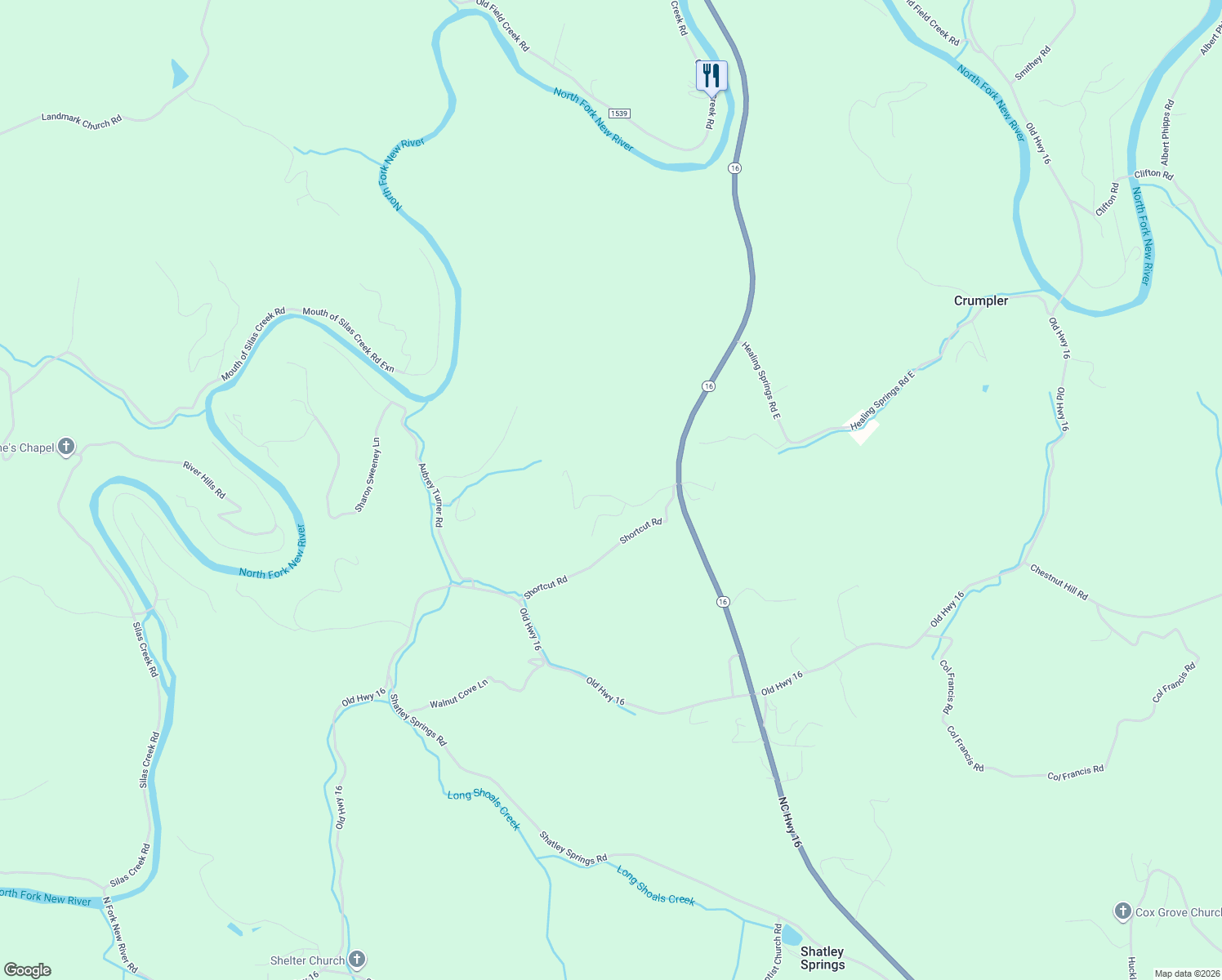 map of restaurants, bars, coffee shops, grocery stores, and more near 346 Clear View Ridge in Crumpler