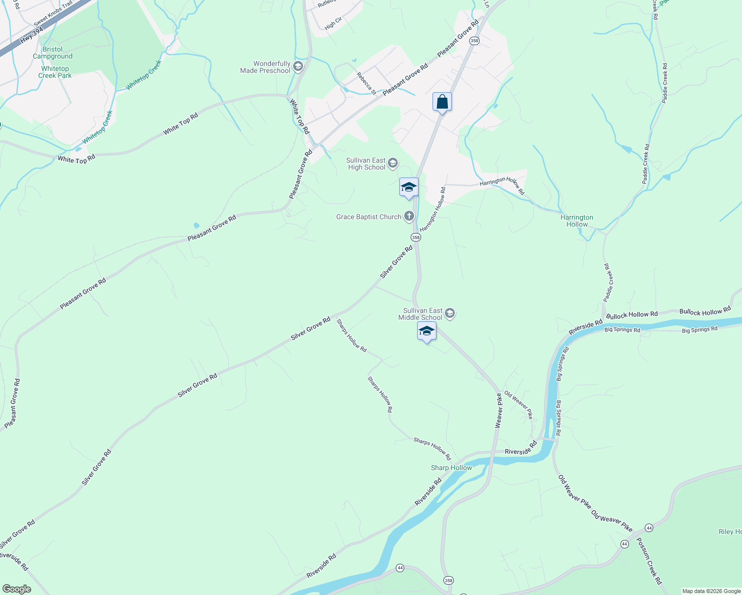 map of restaurants, bars, coffee shops, grocery stores, and more near 1552 Silver Grove Rd in Bluff City