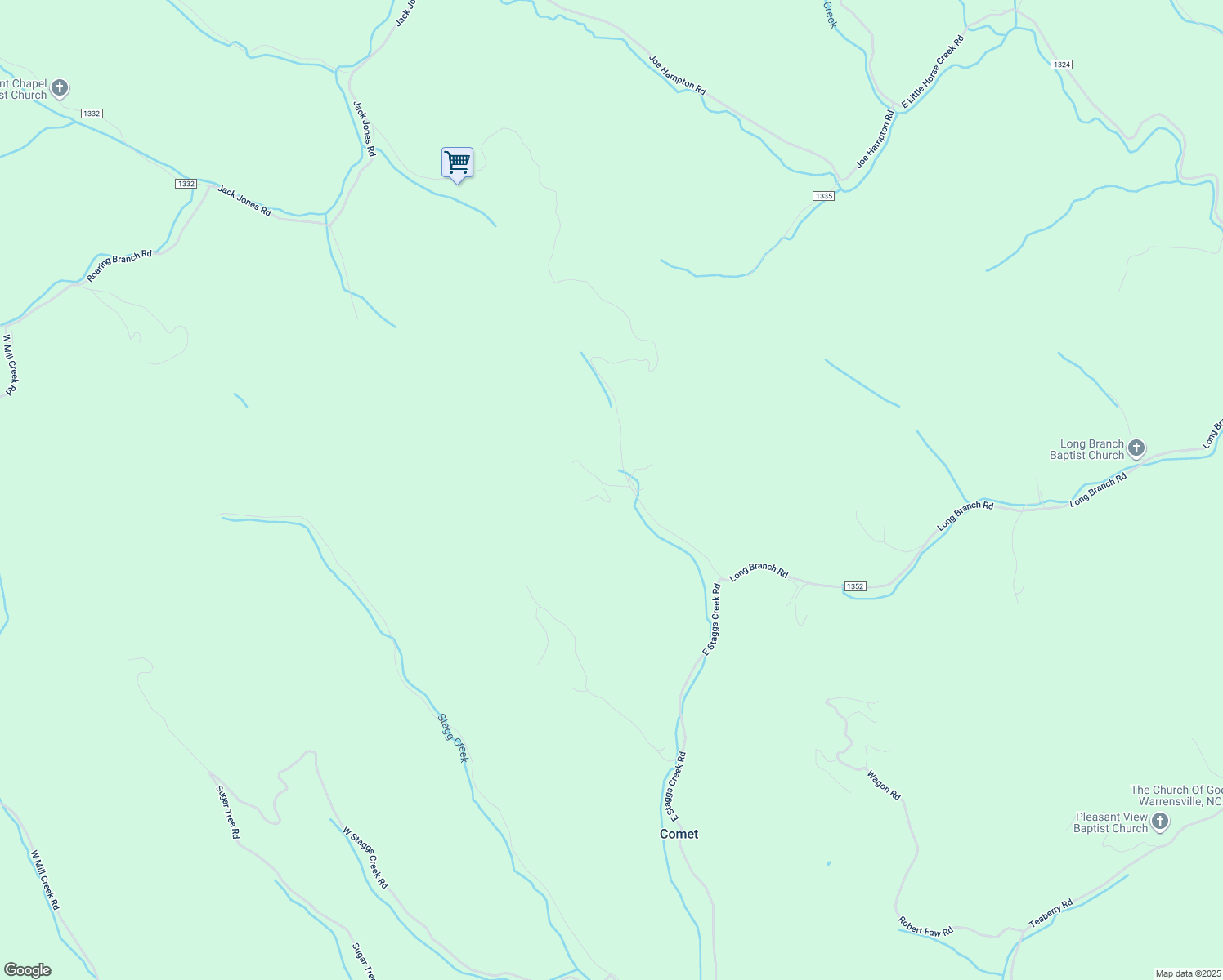 map of restaurants, bars, coffee shops, grocery stores, and more near Miller Drive in Ashe County