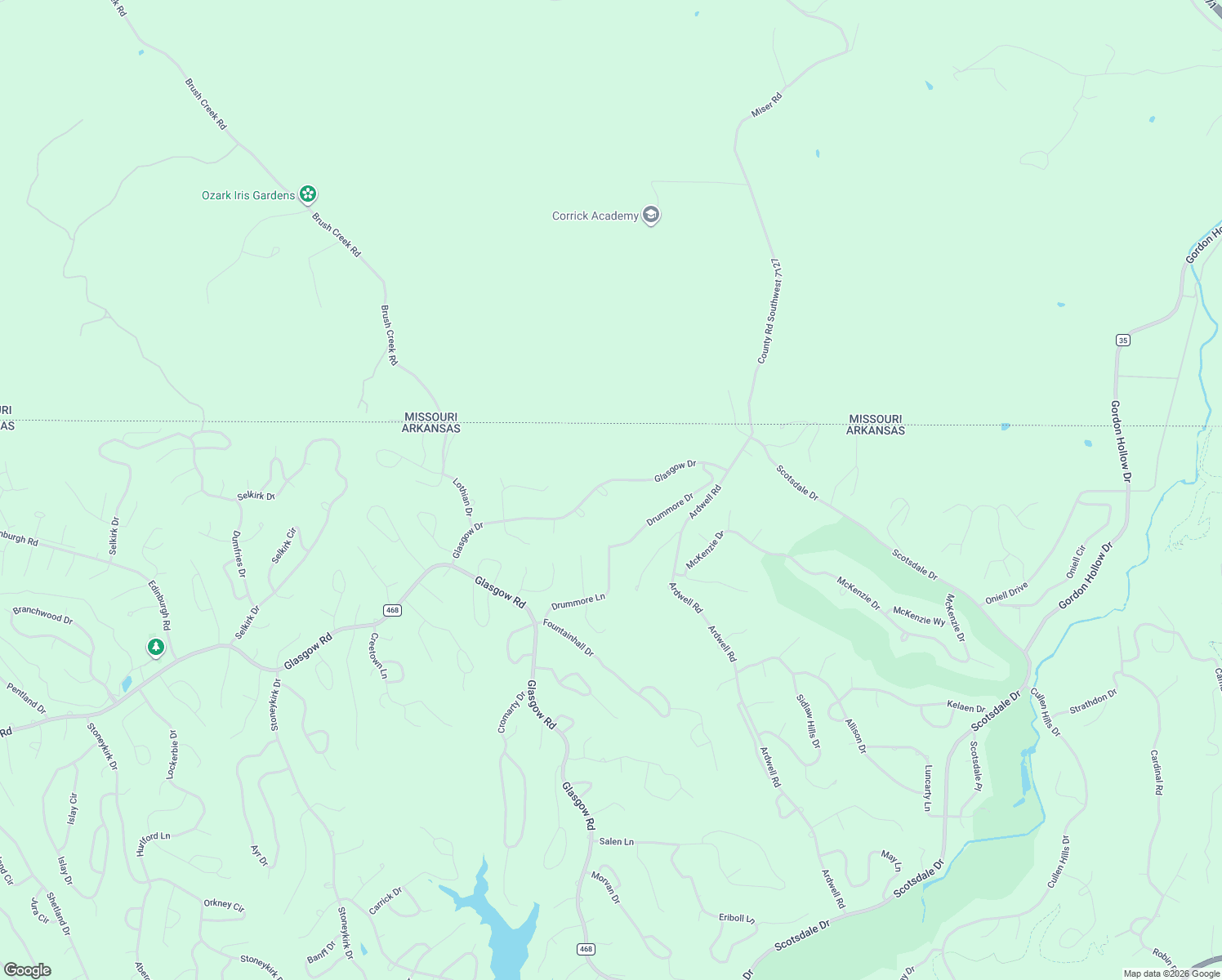 map of restaurants, bars, coffee shops, grocery stores, and more near 2 McCoy Circle in Bella Vista