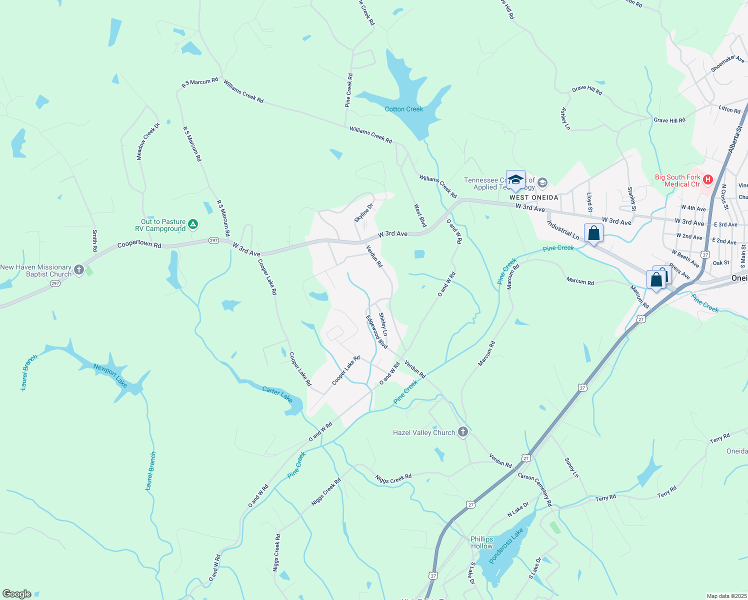 map of restaurants, bars, coffee shops, grocery stores, and more near 435 Edgewood Blvd in Oneida