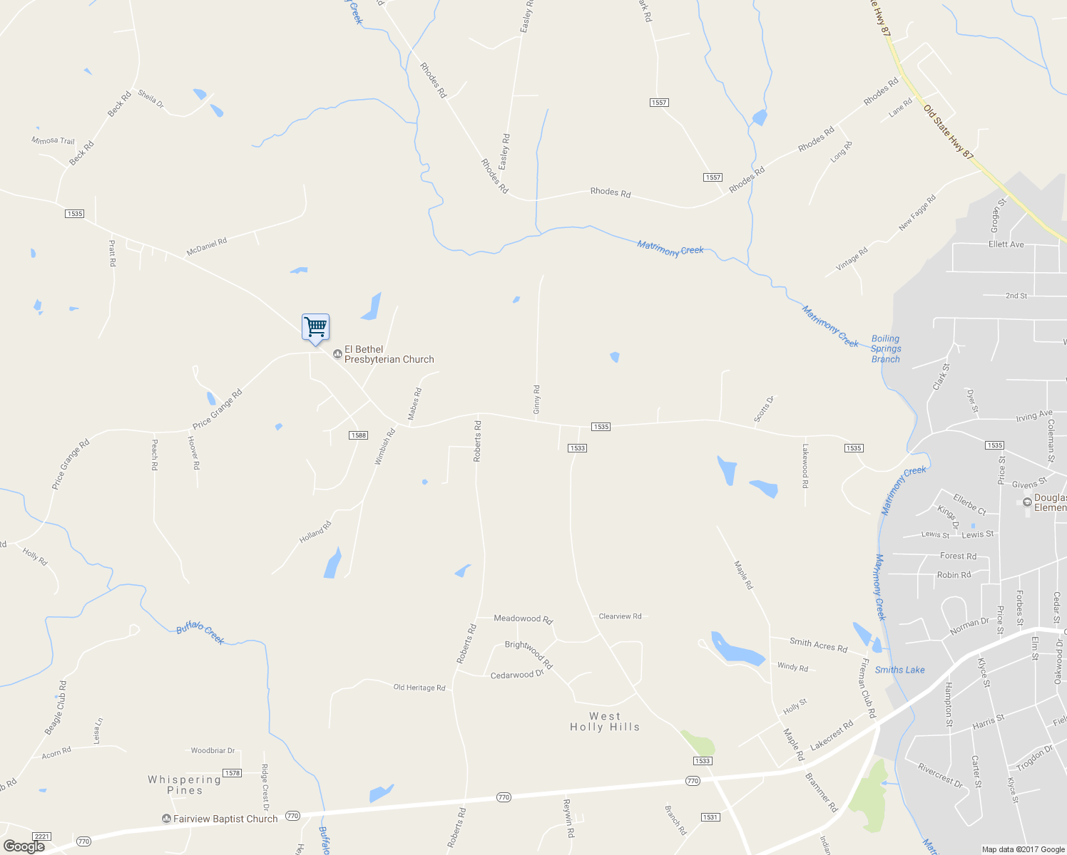 map of restaurants, bars, coffee shops, grocery stores, and more near 2102 Price Road in Eden