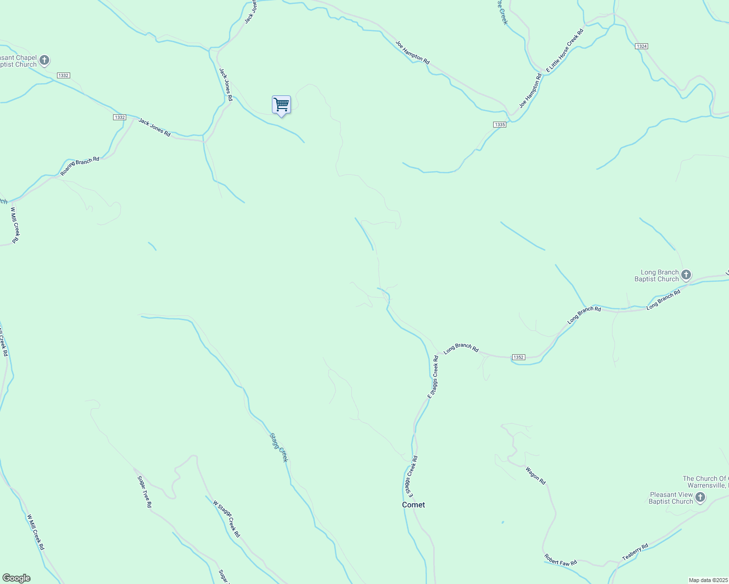 map of restaurants, bars, coffee shops, grocery stores, and more near Miller Drive in Ashe County