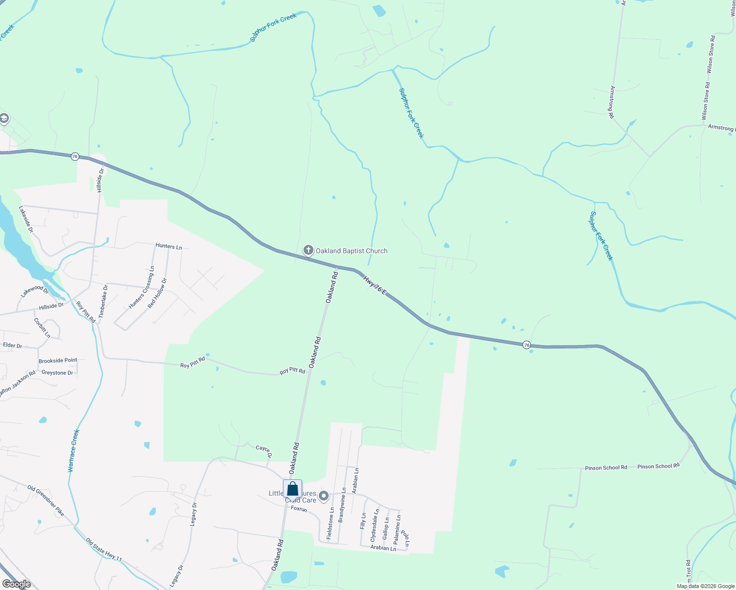 map of restaurants, bars, coffee shops, grocery stores, and more near 5827 Highway 76 East in Springfield