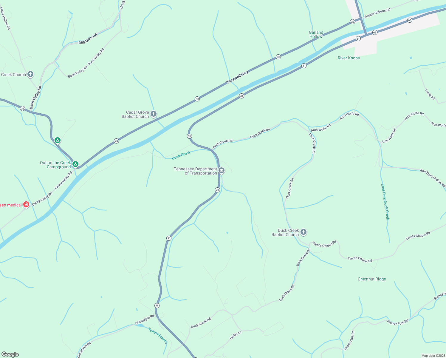 map of restaurants, bars, coffee shops, grocery stores, and more near 2793 Highway 31 in Sneedville