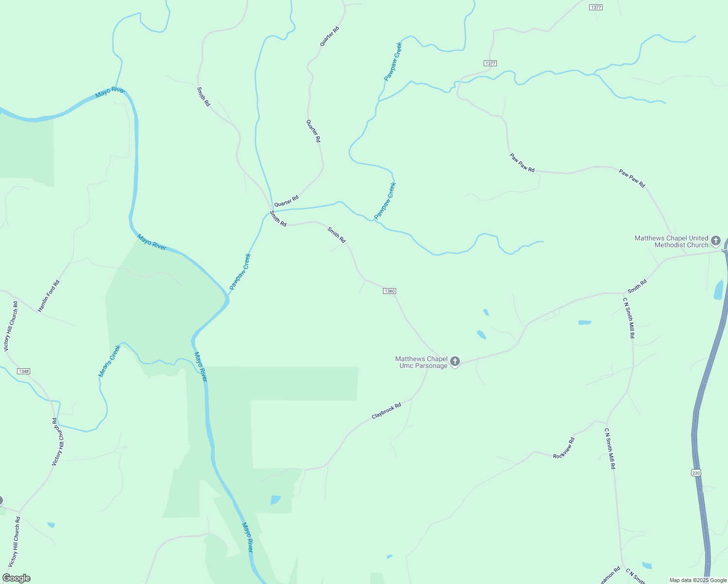 map of restaurants, bars, coffee shops, grocery stores, and more near 1338 Smith Road in Stoneville