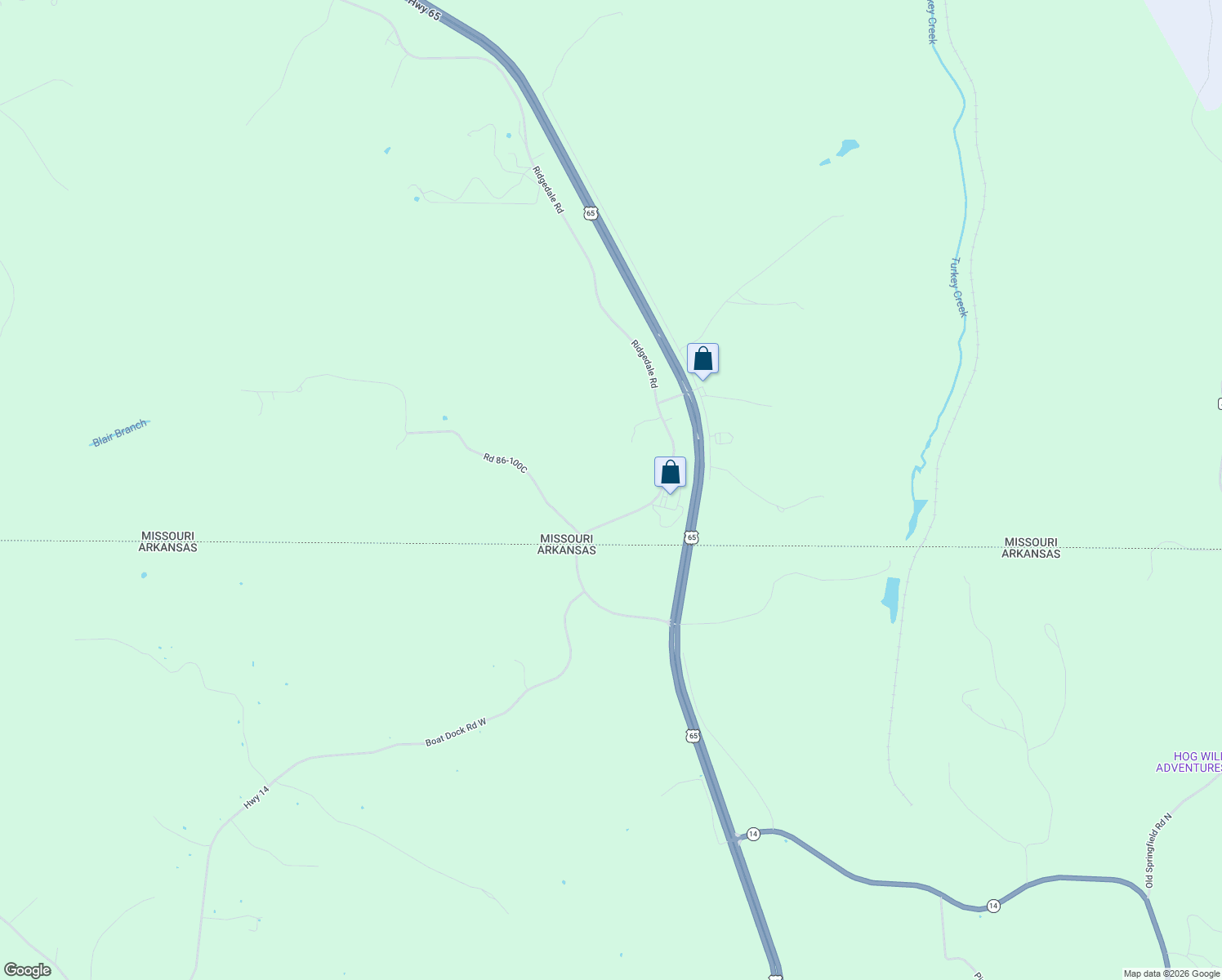 map of restaurants, bars, coffee shops, grocery stores, and more near 4020 Ridgedale Road in Taney County