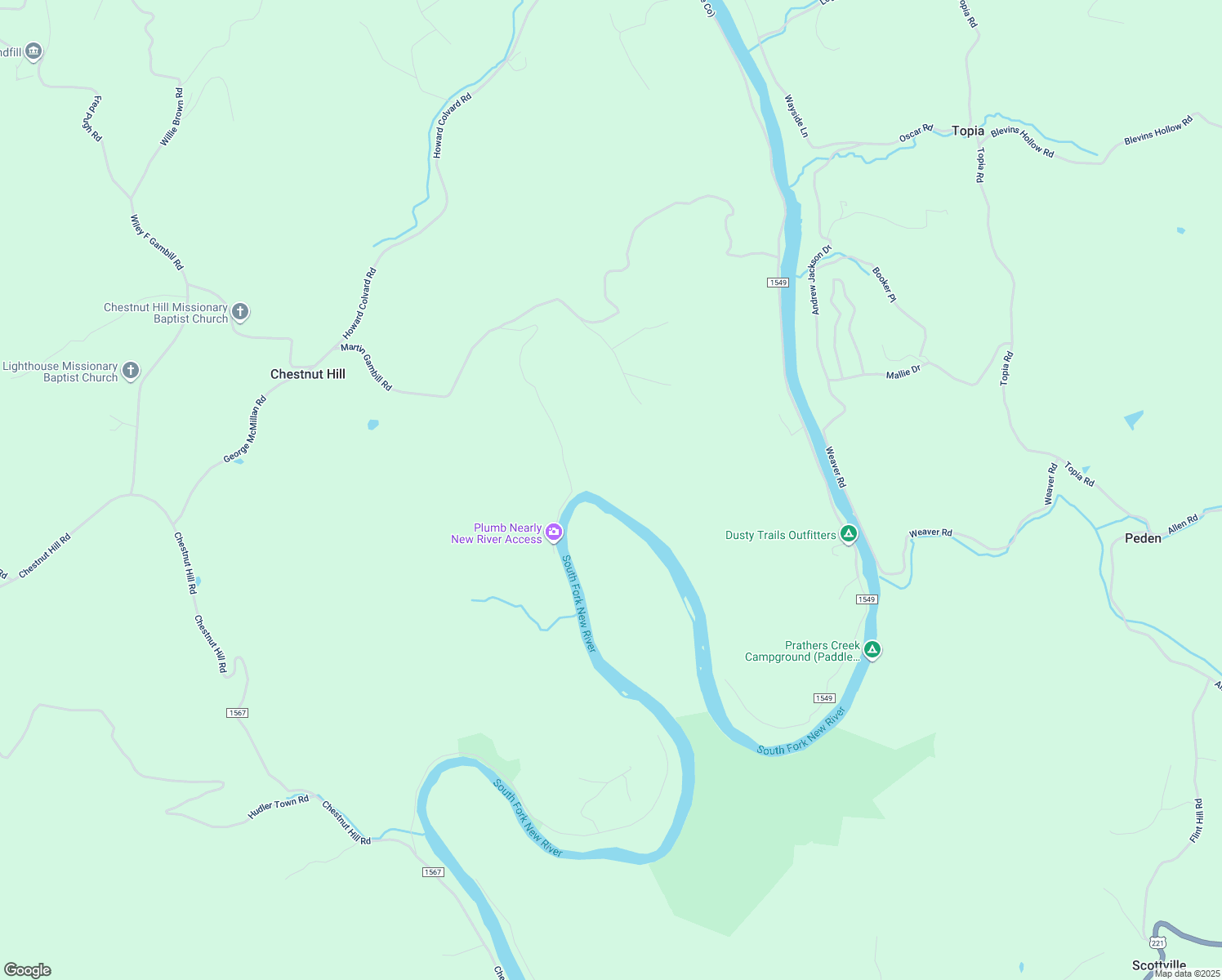 map of restaurants, bars, coffee shops, grocery stores, and more near 826 Plumb Nearly Road in Crumpler