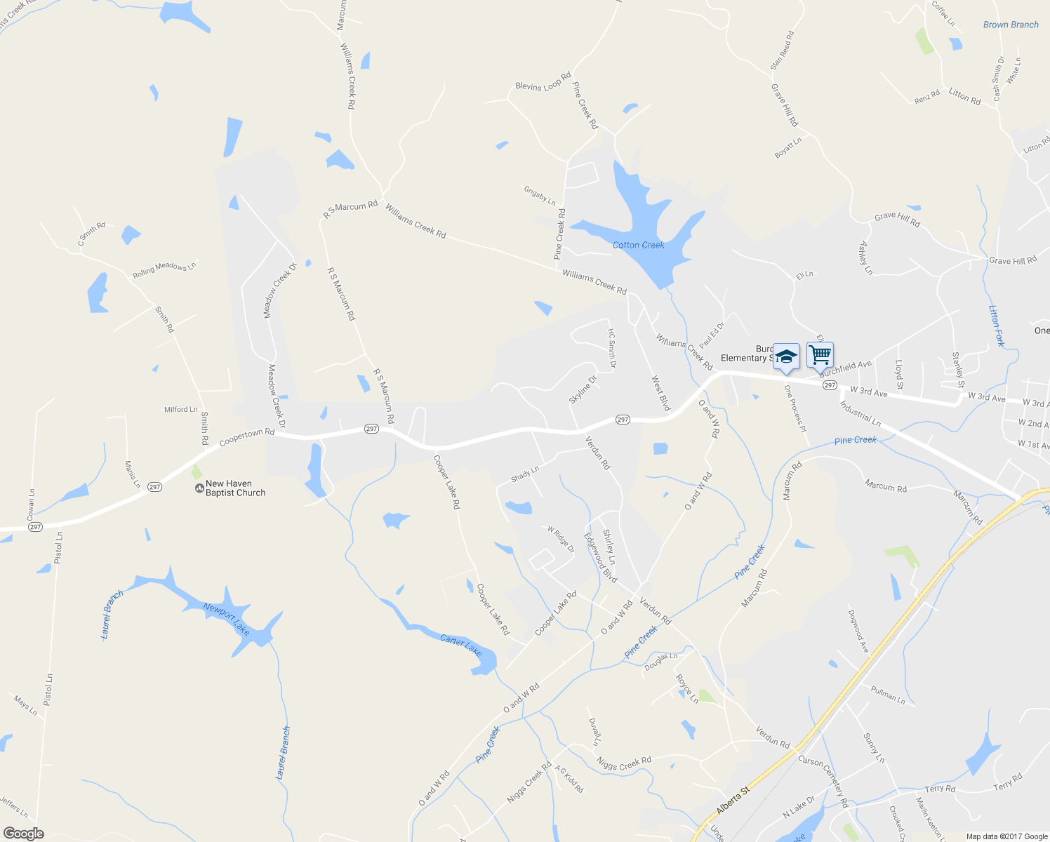 map of restaurants, bars, coffee shops, grocery stores, and more near 2108 West 3rd Avenue in Oneida