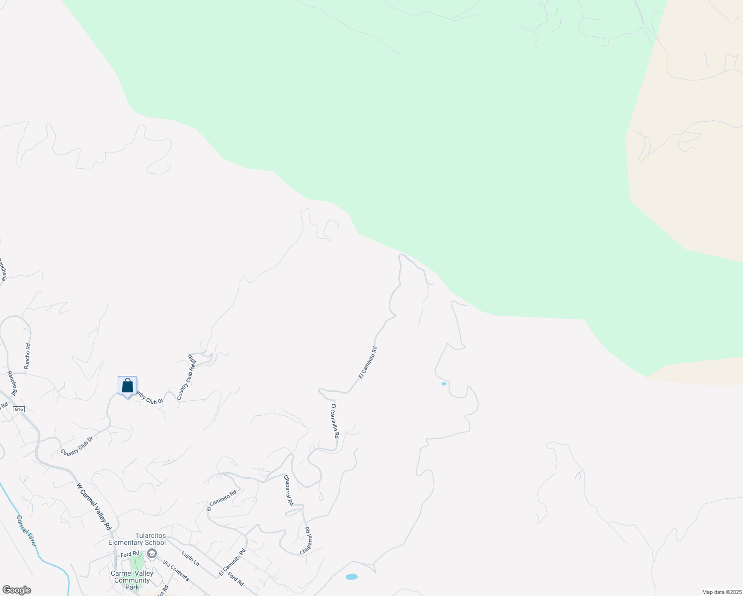 map of restaurants, bars, coffee shops, grocery stores, and more near 500 El Caminito Road in Carmel Valley