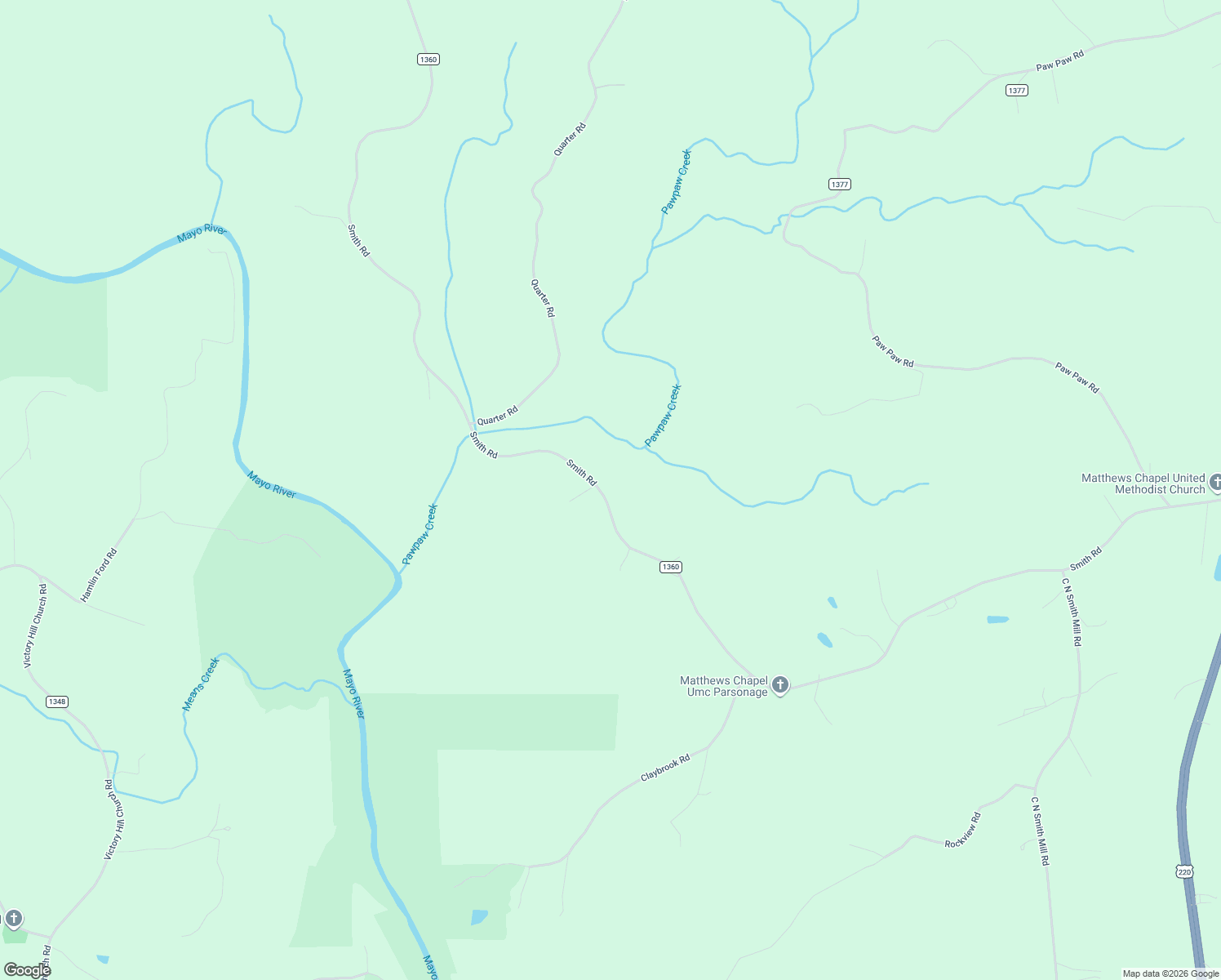 map of restaurants, bars, coffee shops, grocery stores, and more near 1439 Smith Road in Stoneville
