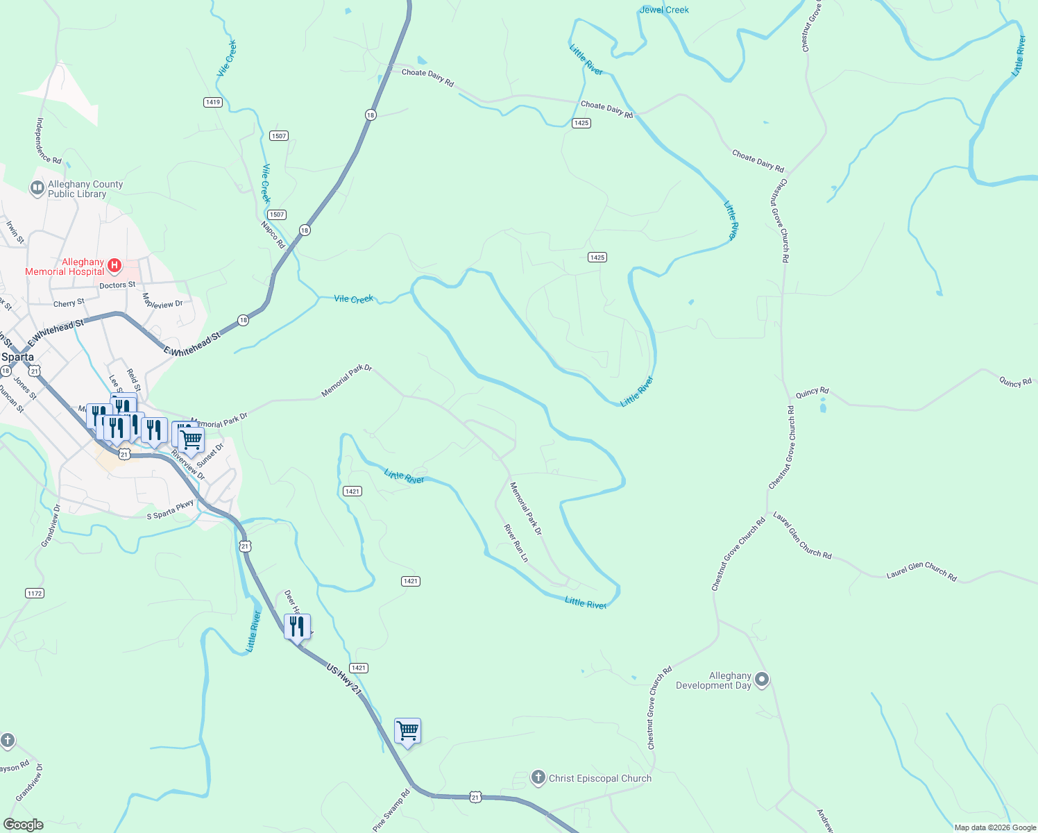 map of restaurants, bars, coffee shops, grocery stores, and more near 178 Silo Road in Sparta