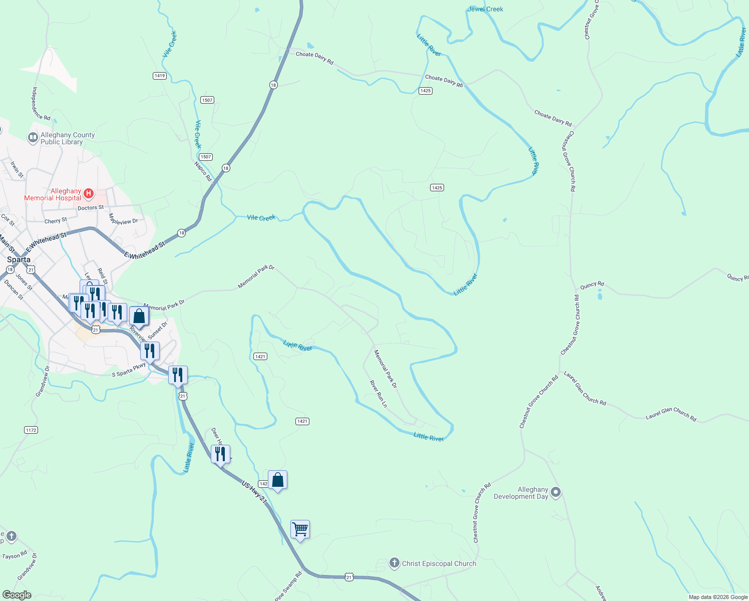 map of restaurants, bars, coffee shops, grocery stores, and more near 178 Silo Road in Sparta