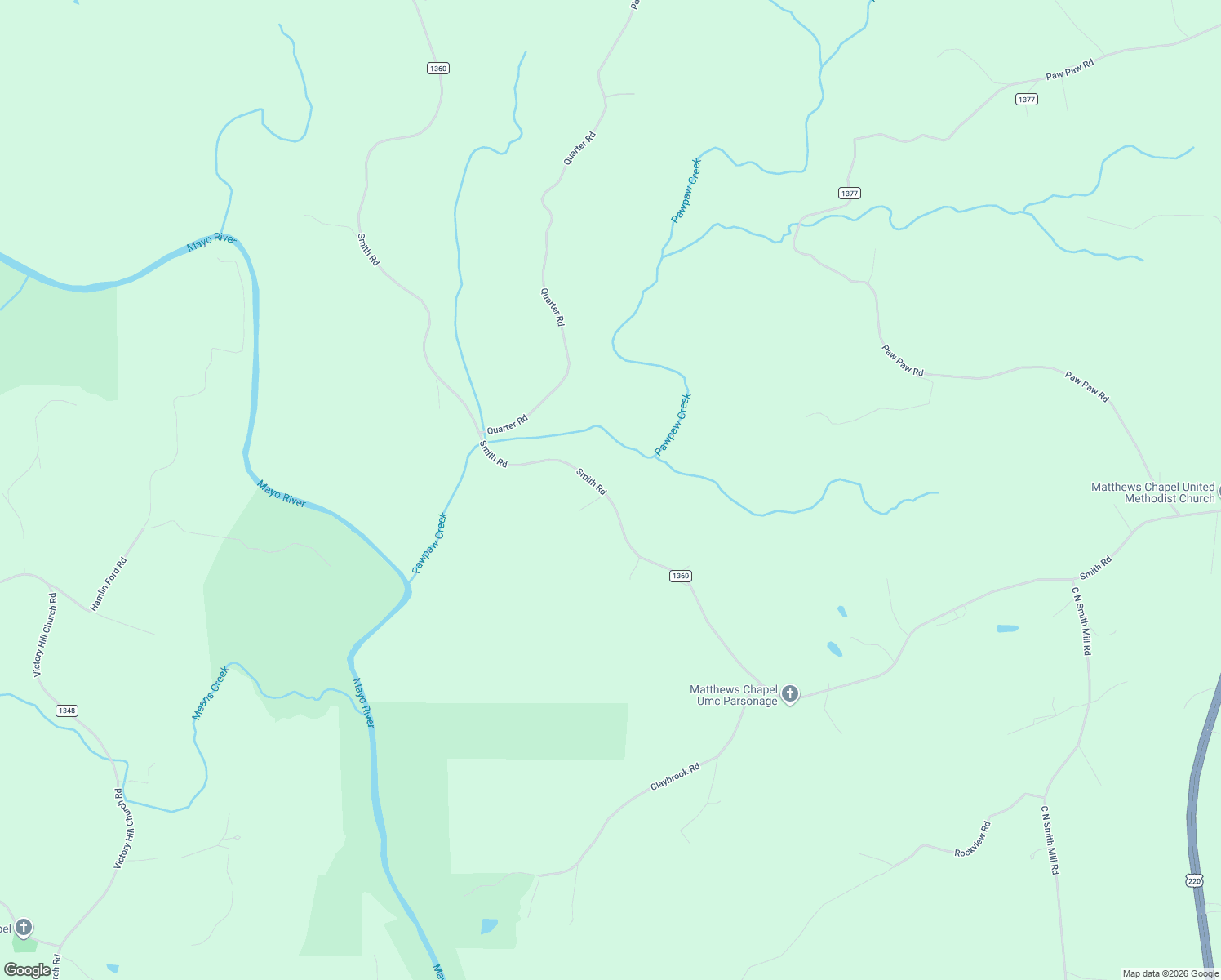 map of restaurants, bars, coffee shops, grocery stores, and more near 1439 Smith Road in Stoneville