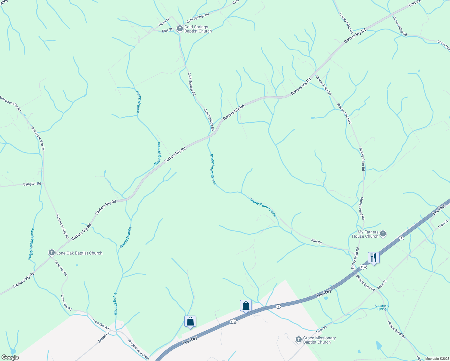 map of restaurants, bars, coffee shops, grocery stores, and more near in Surgoinsville