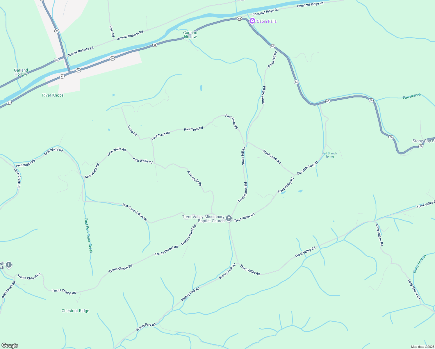 map of restaurants, bars, coffee shops, grocery stores, and more near 2077 West Trent Valley Road in Sneedville
