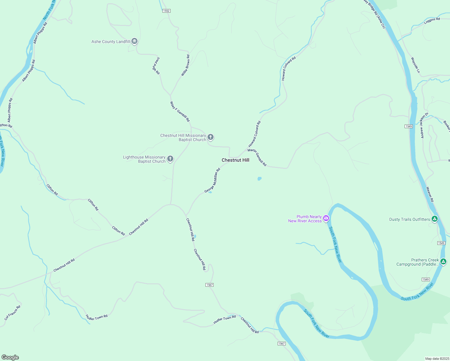 map of restaurants, bars, coffee shops, grocery stores, and more near 554 George McMillan Road in Crumpler