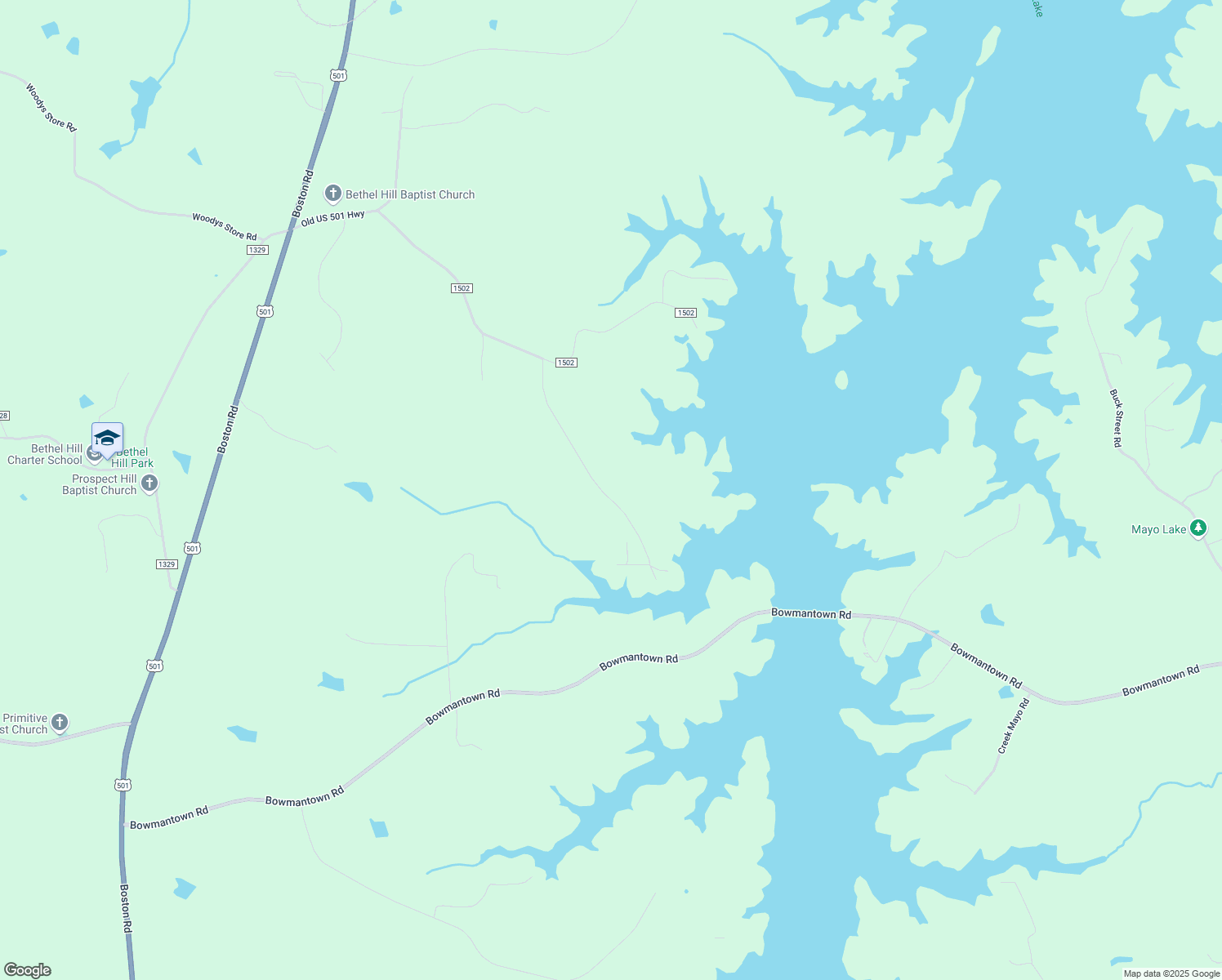 map of restaurants, bars, coffee shops, grocery stores, and more near 445 Ed Lester Road in Roxboro