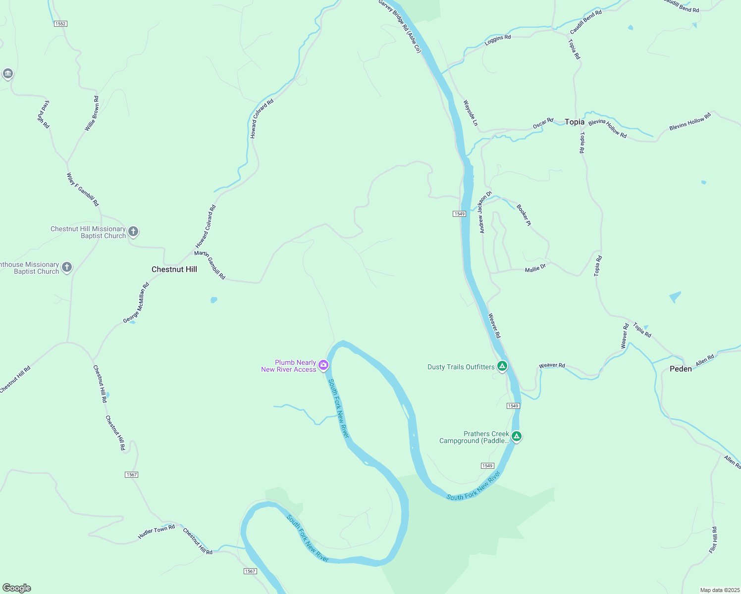 map of restaurants, bars, coffee shops, grocery stores, and more near 826 Plumb Nearly Road in Crumpler