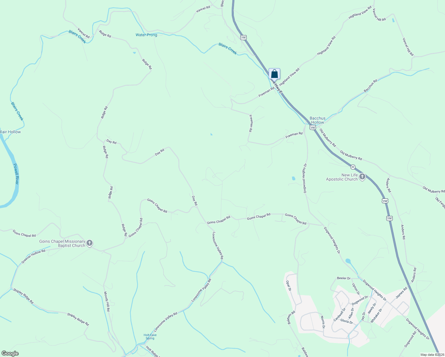map of restaurants, bars, coffee shops, grocery stores, and more near 226 Hill Crest Drive in Tazewell
