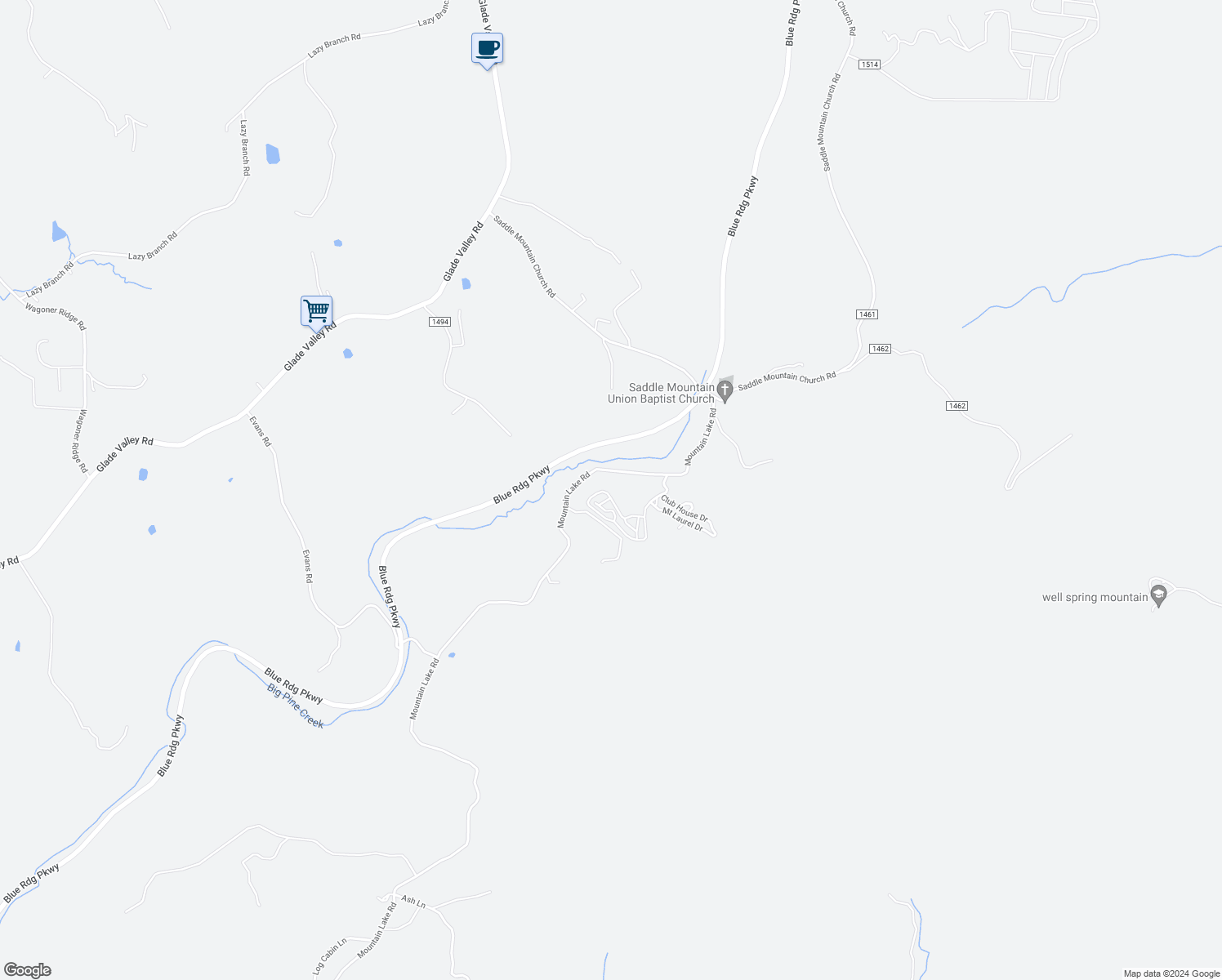 map of restaurants, bars, coffee shops, grocery stores, and more near 499 Saddle Ridge Drive in Ennice