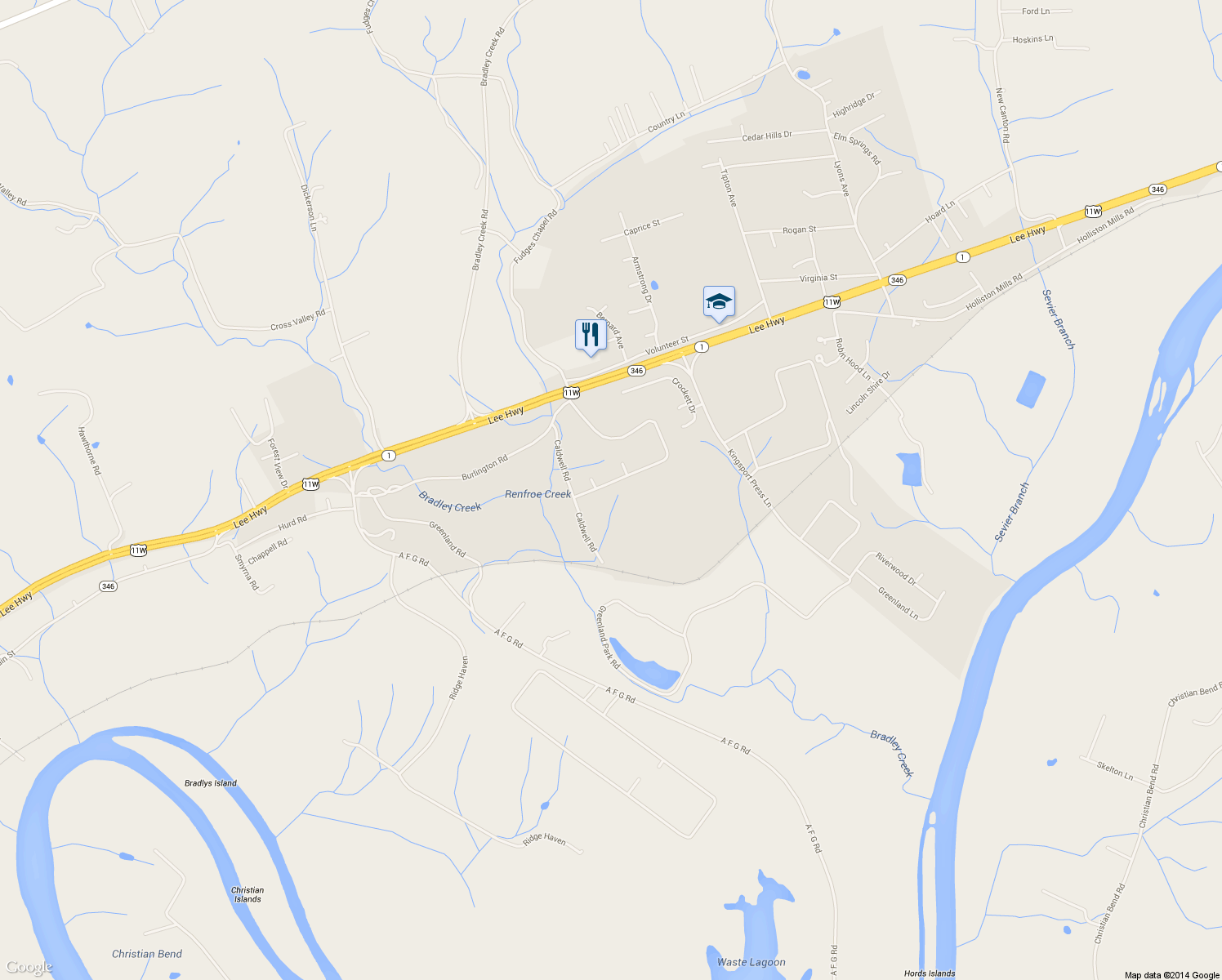 map of restaurants, bars, coffee shops, grocery stores, and more near 155 Sturbridge Lane in Church Hill