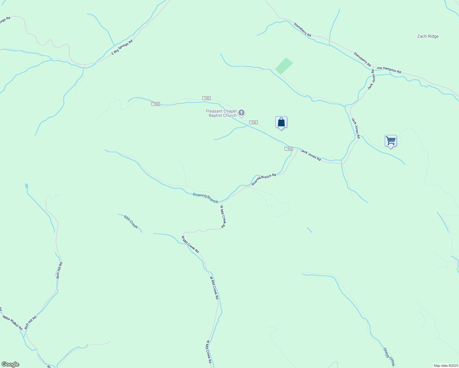 map of restaurants, bars, coffee shops, grocery stores, and more near 225 Roaring Branch Road in Lansing