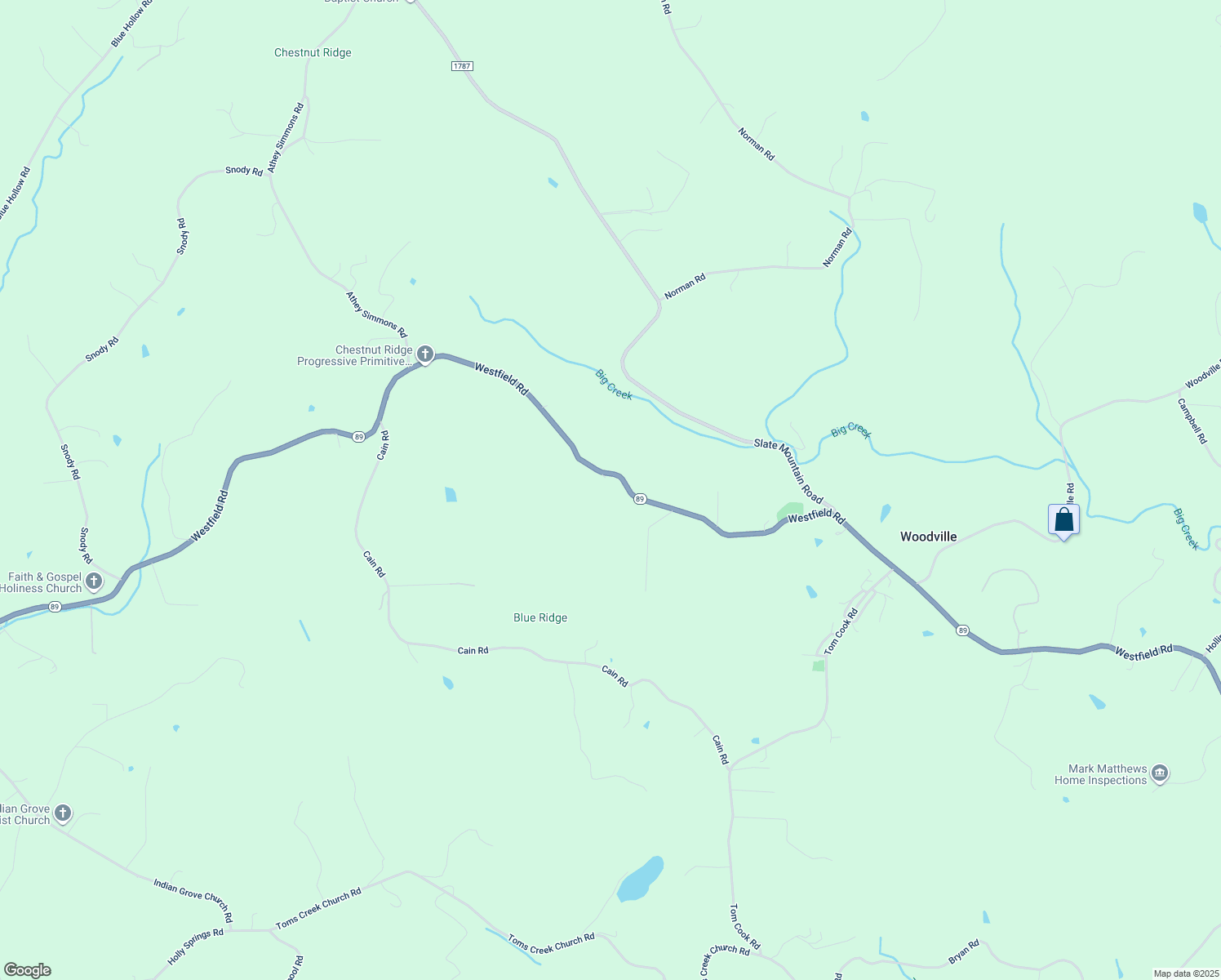 map of restaurants, bars, coffee shops, grocery stores, and more near 110 Panhandle Lane in Mount Airy