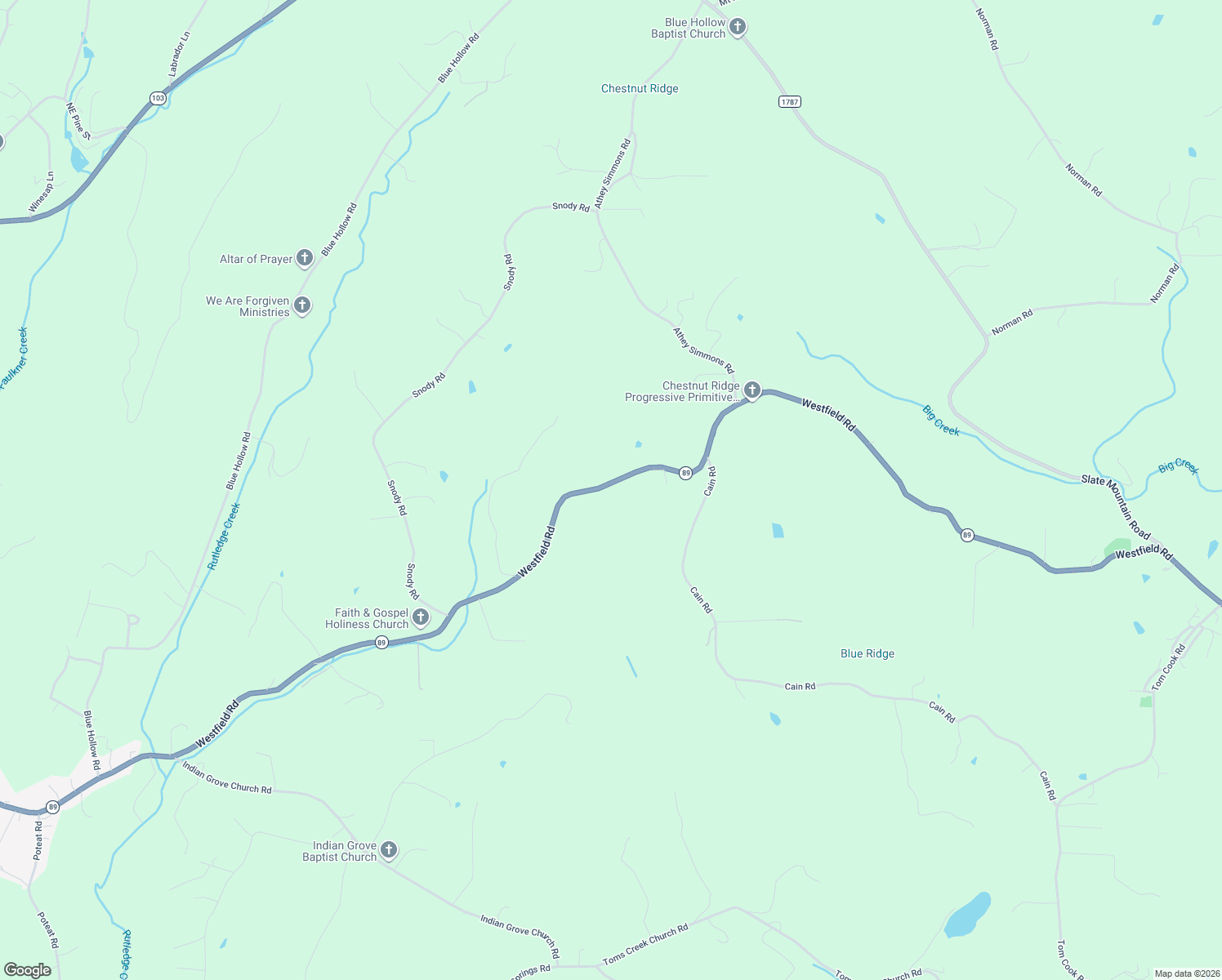 map of restaurants, bars, coffee shops, grocery stores, and more near 4140 Westfield Road in Mount Airy