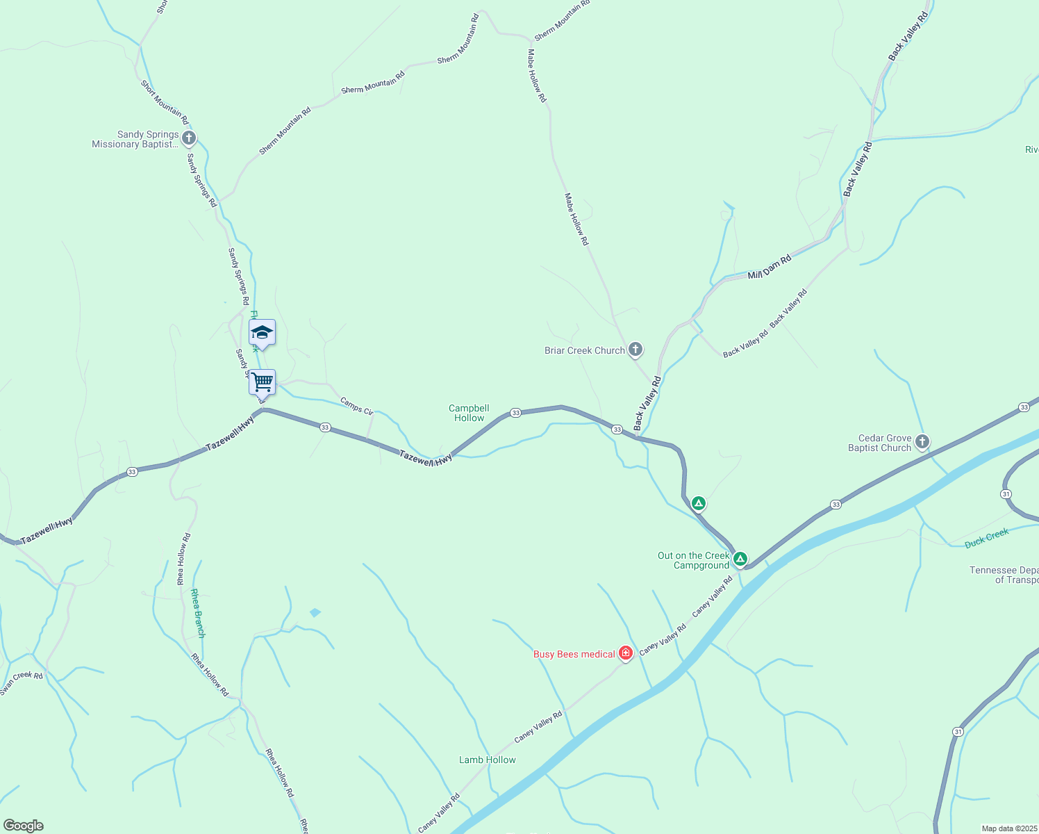map of restaurants, bars, coffee shops, grocery stores, and more near 3803 Tazewell Highway in Sneedville