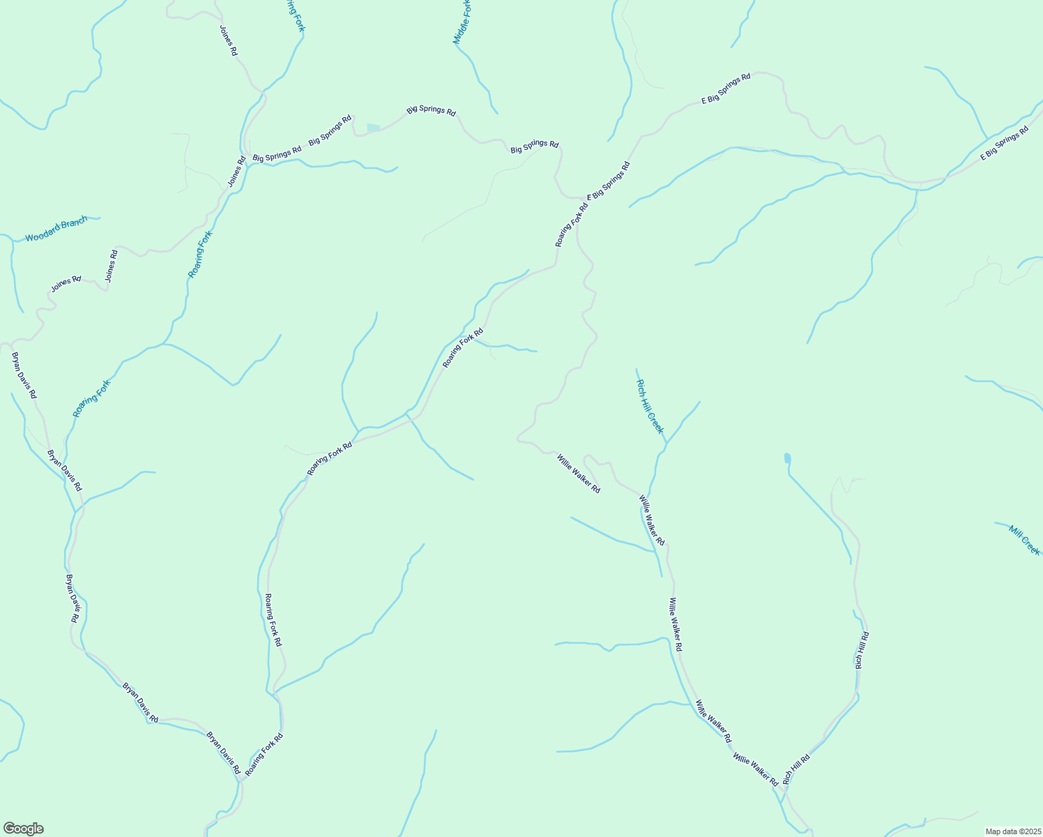 map of restaurants, bars, coffee shops, grocery stores, and more near 2203 Willie Walker Road in Creston