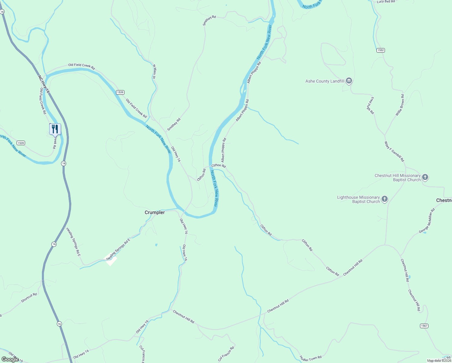 map of restaurants, bars, coffee shops, grocery stores, and more near 1515 Clifton Road in Crumpler