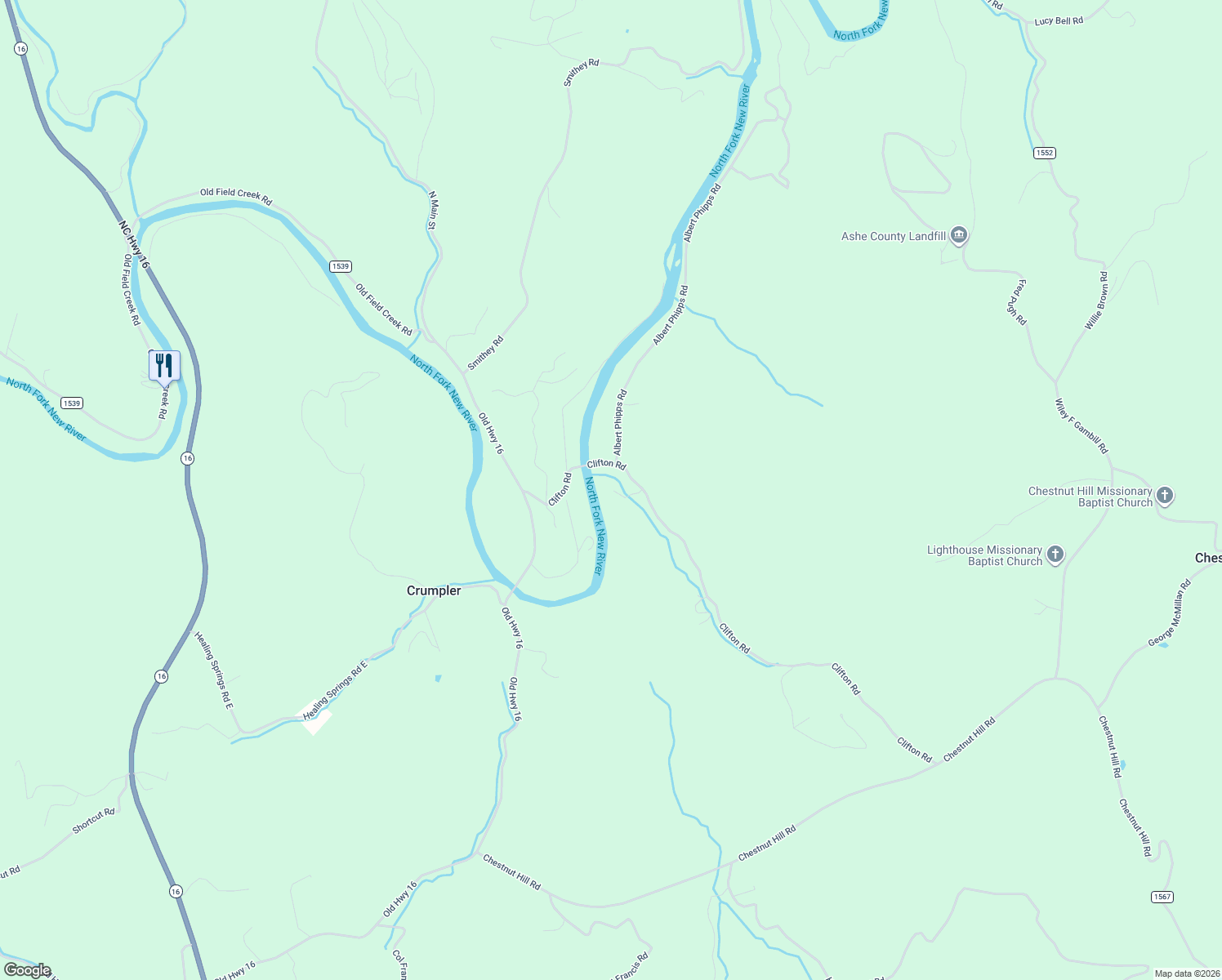 map of restaurants, bars, coffee shops, grocery stores, and more near 1515 Clifton Road in Crumpler