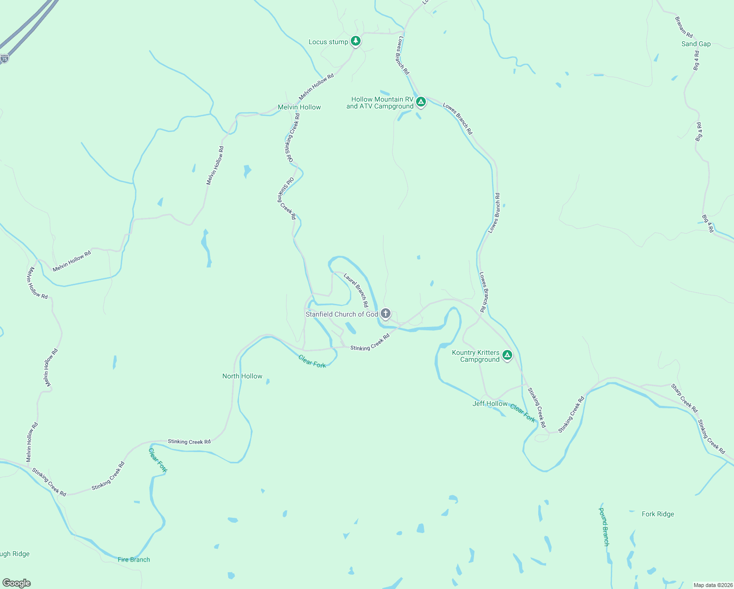 map of restaurants, bars, coffee shops, grocery stores, and more near 165 Campbell Lane in LaFollette