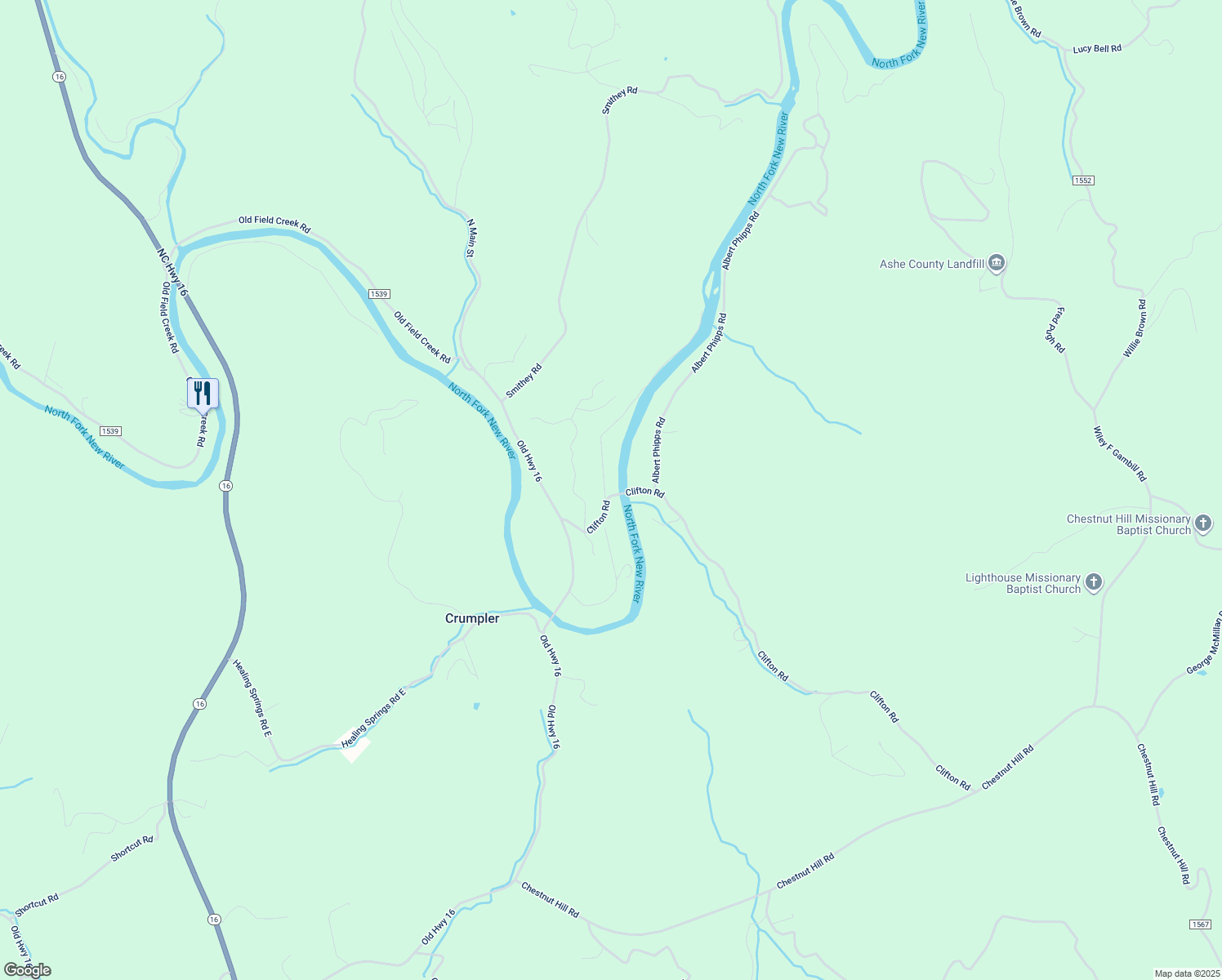 map of restaurants, bars, coffee shops, grocery stores, and more near 150 Riverside Lane in Crumpler