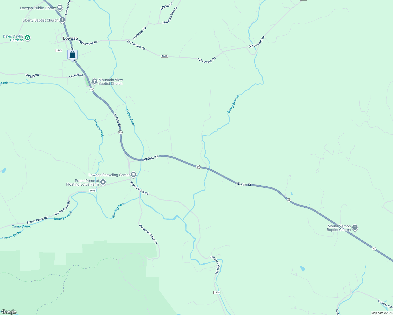 map of restaurants, bars, coffee shops, grocery stores, and more near Susan Lane in Surry County