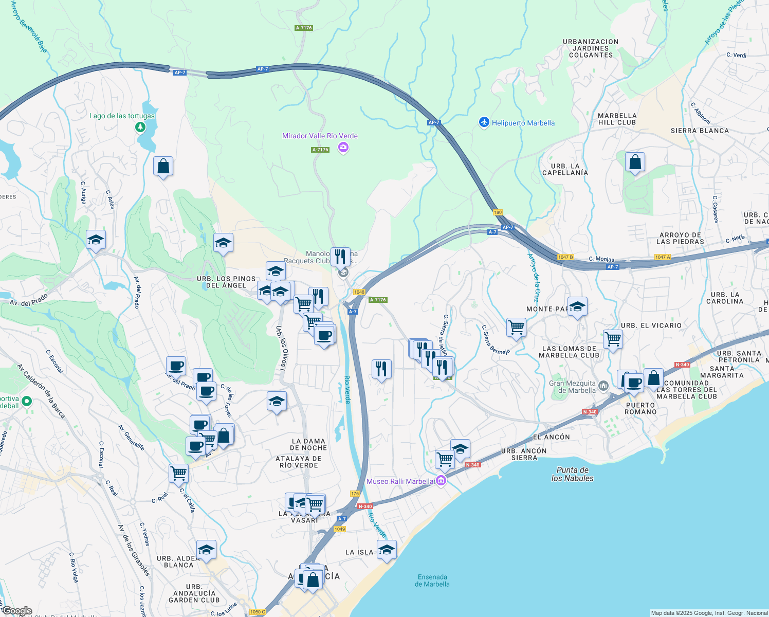 map of restaurants, bars, coffee shops, grocery stores, and more near in 