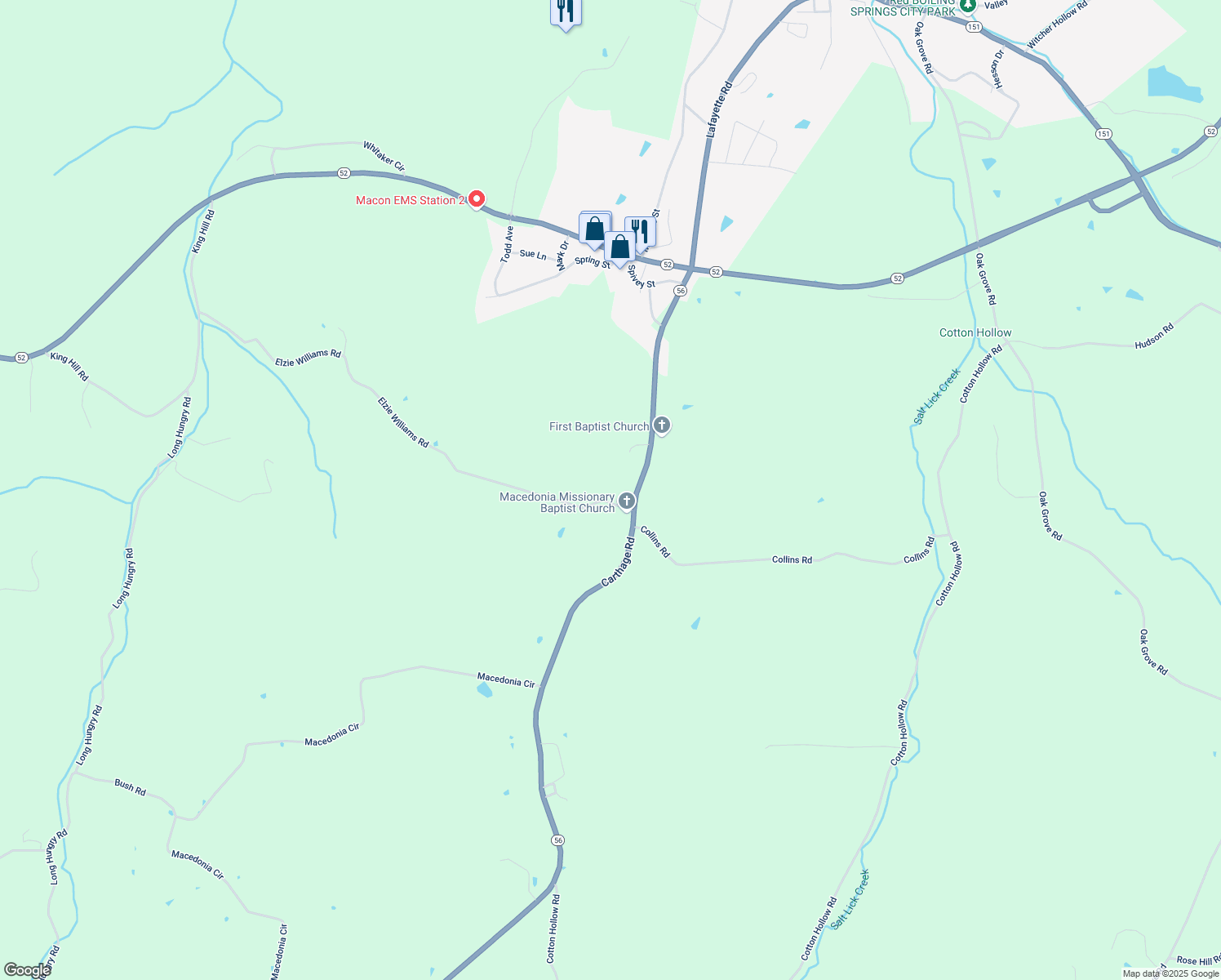 map of restaurants, bars, coffee shops, grocery stores, and more near 82 Elzie Williams Rd in Red Boiling Springs