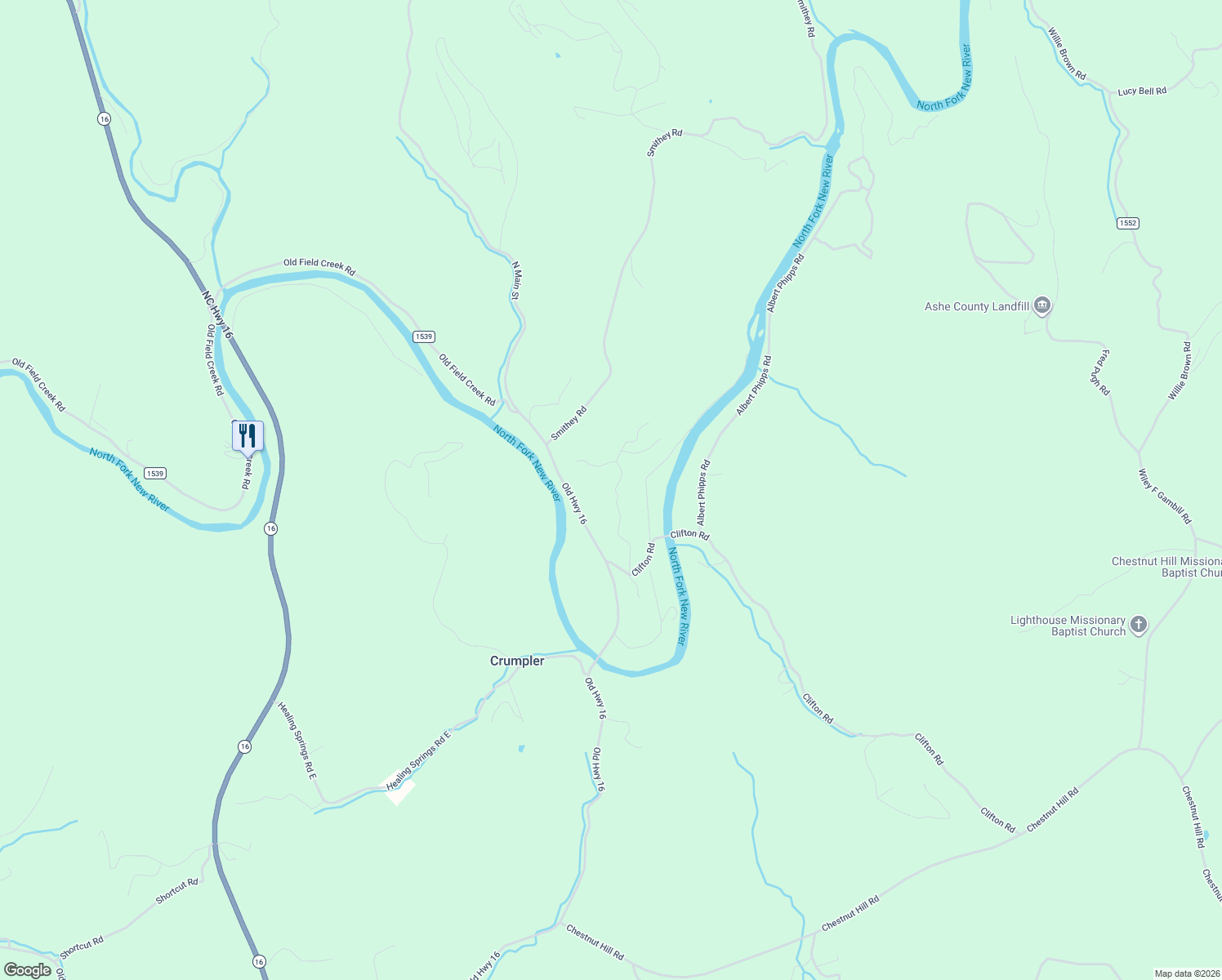 map of restaurants, bars, coffee shops, grocery stores, and more near 126 Rebecca Lane in Crumpler